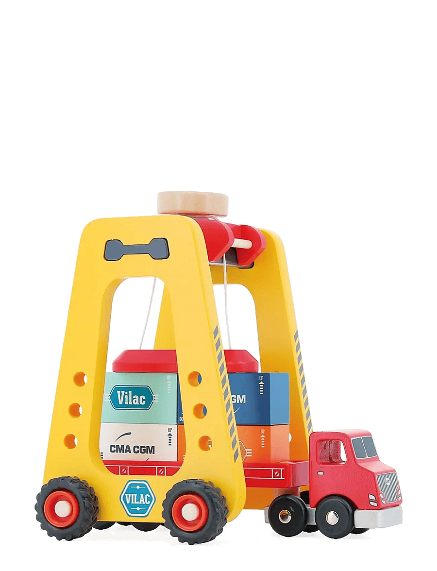 Vilac - Container Crane and Truck - ehitusautod - yellow - 4