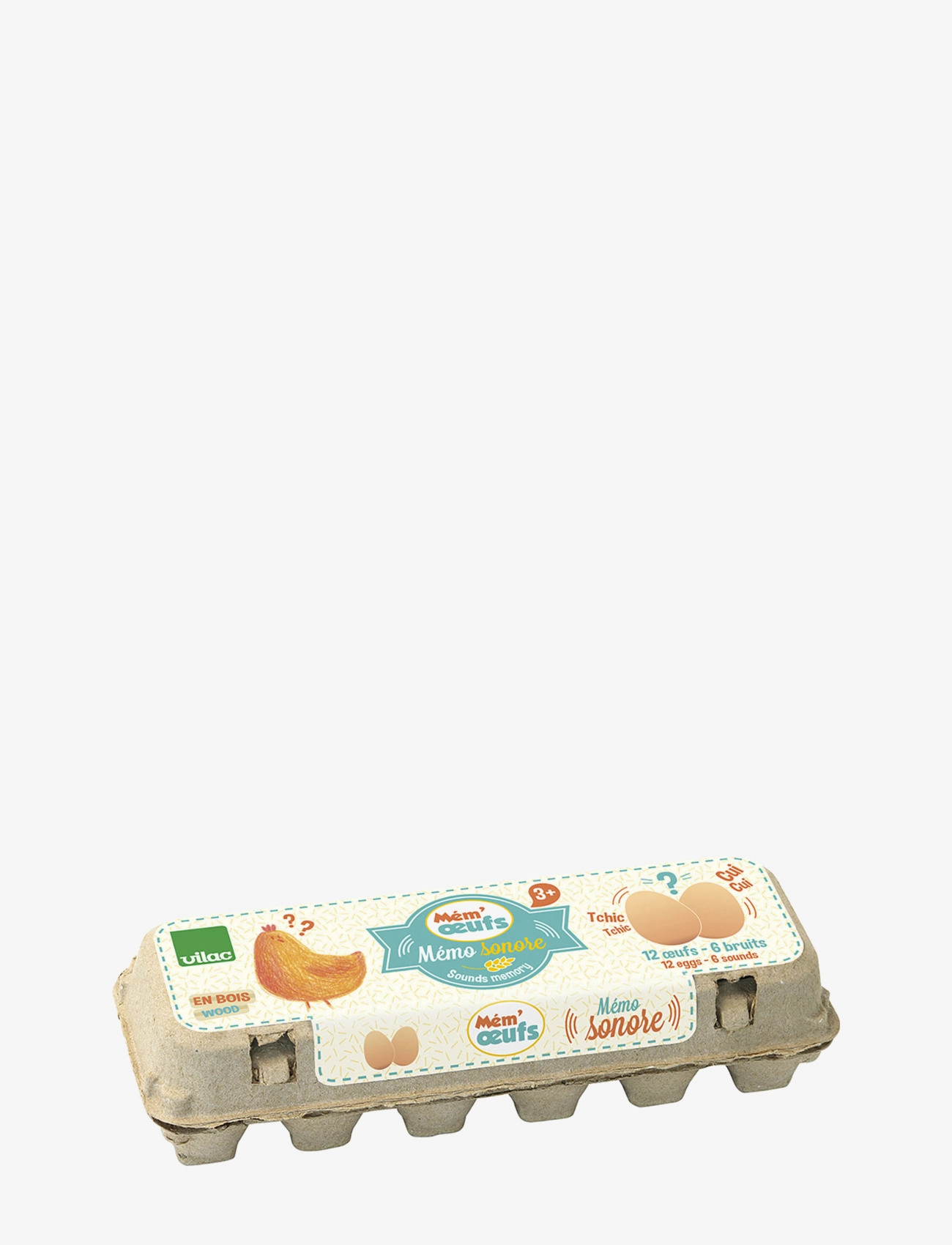 Vilac Memo Game With 12 Eggs And 6 Sounds, One Size, Toy Kitchen & Accessories, Creme - Food Cakes, Kinder
