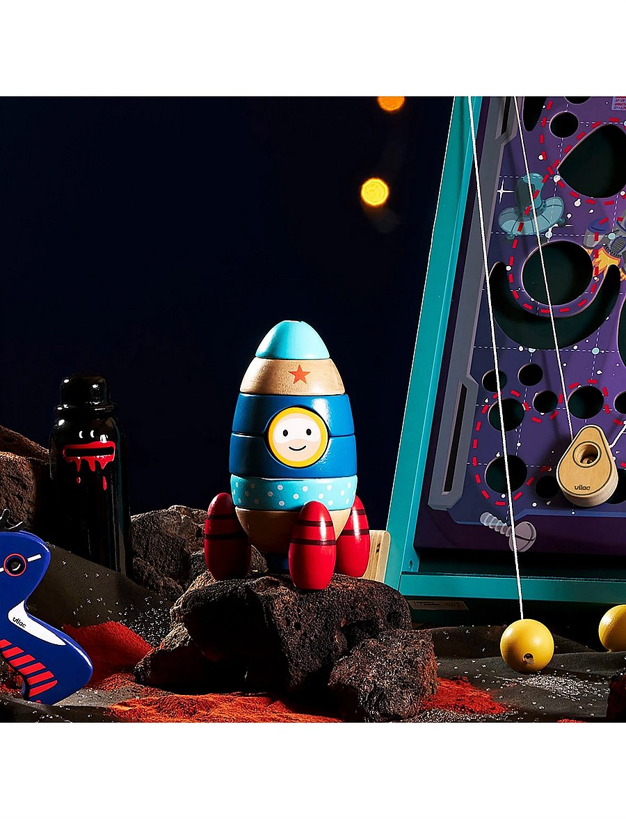 Vilac - Stacking Rocketship 9 pcs - laotavad klotsid - blue - 0