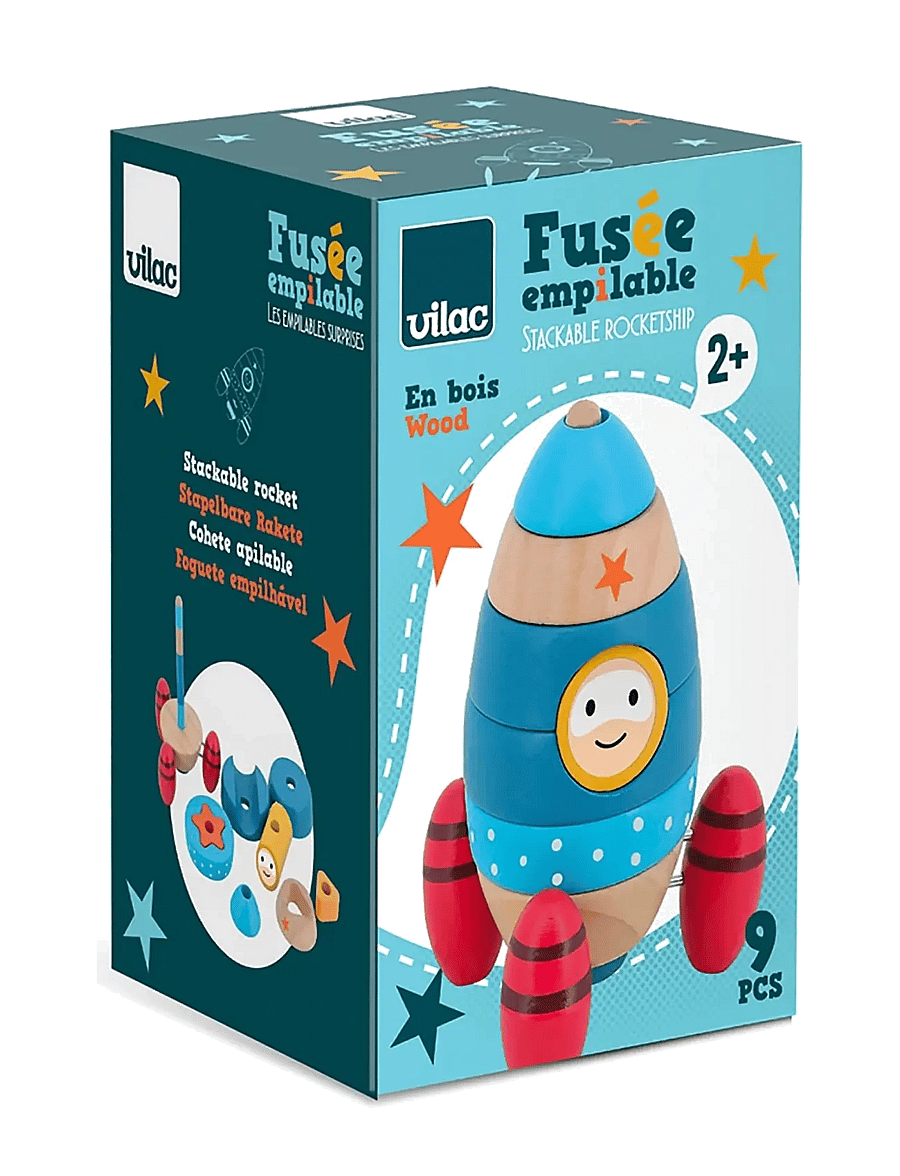 Vilac - Stacking Rocketship 9 pcs - laotavad klotsid - blue - 3