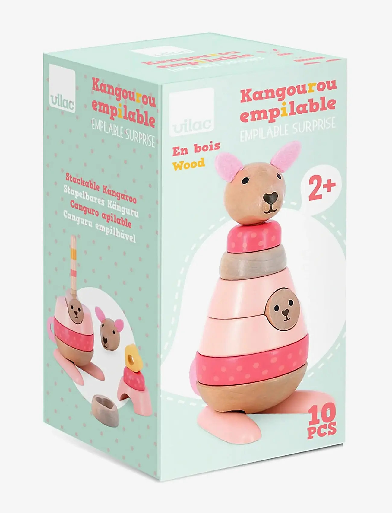 Vilac - Stacking Kangaroo 10 pcs - pink - 4