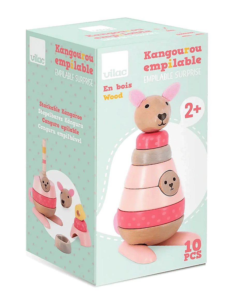 Vilac - Stacking Kangaroo 10 pcs - laotavad klotsid - pink - 4