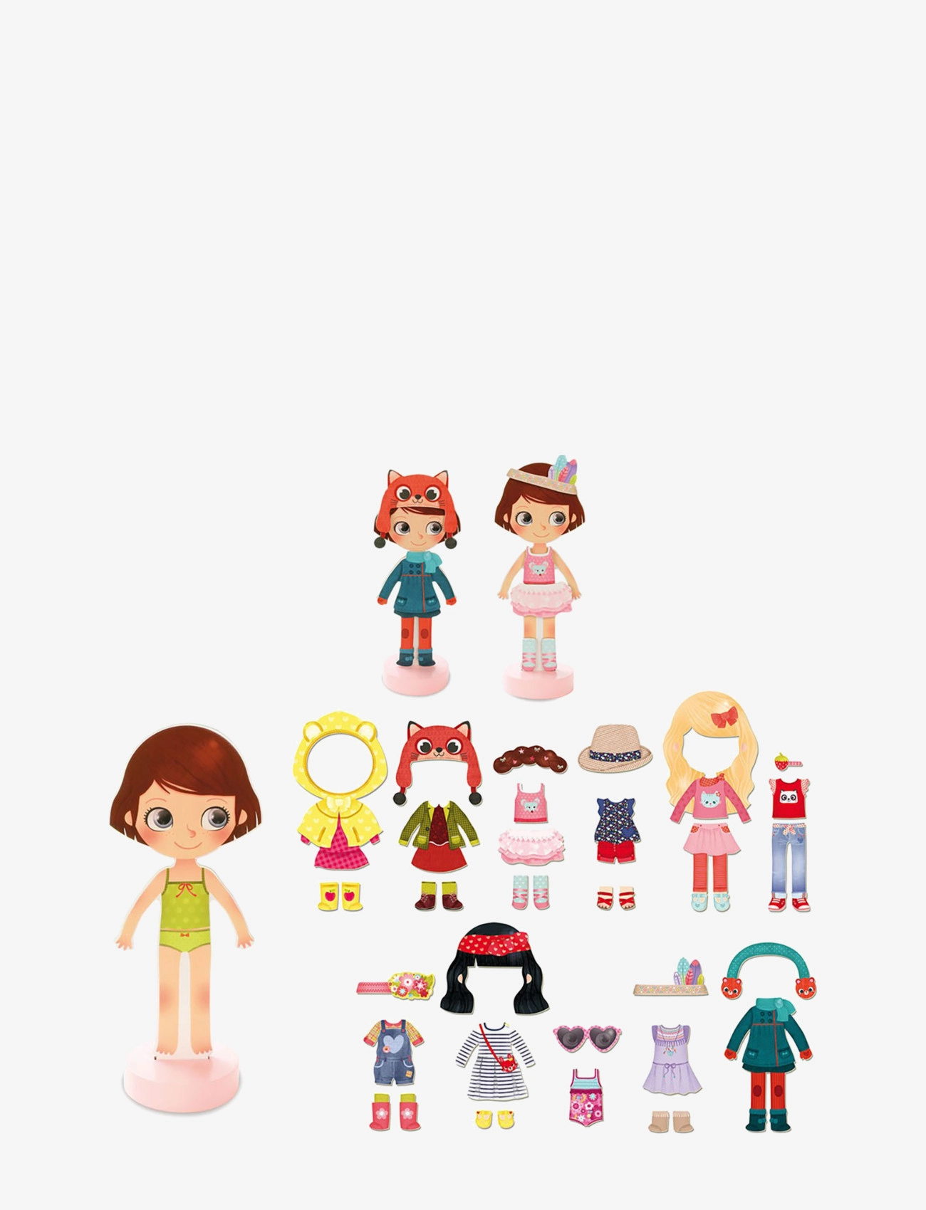 Vilac - Chloé's dressing - Little wooden magnetic doll to - træfigurer - multi - 1