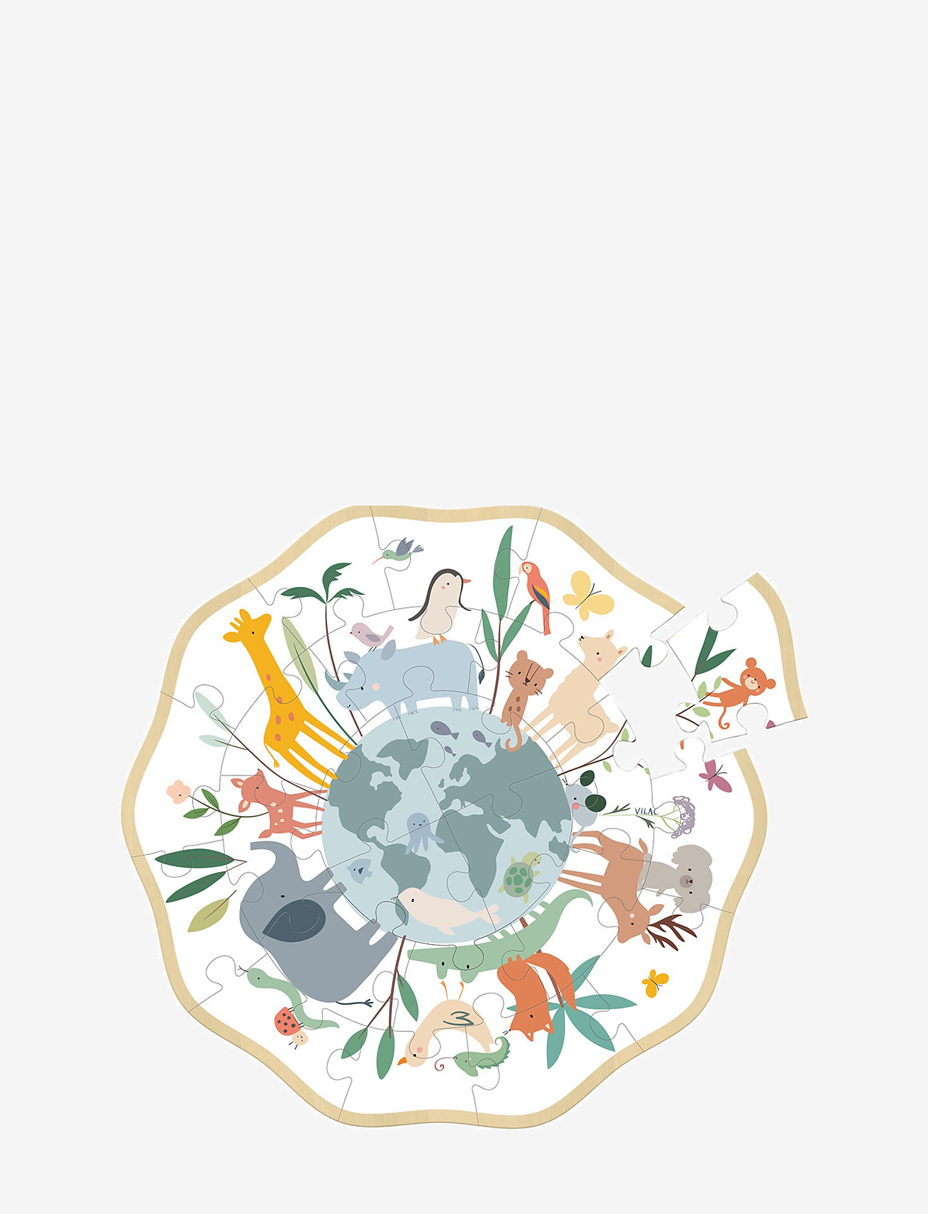 Vilac - Wooden Puzzle 24 pcs - The World by Sarah Betz - träpussel - white - 1