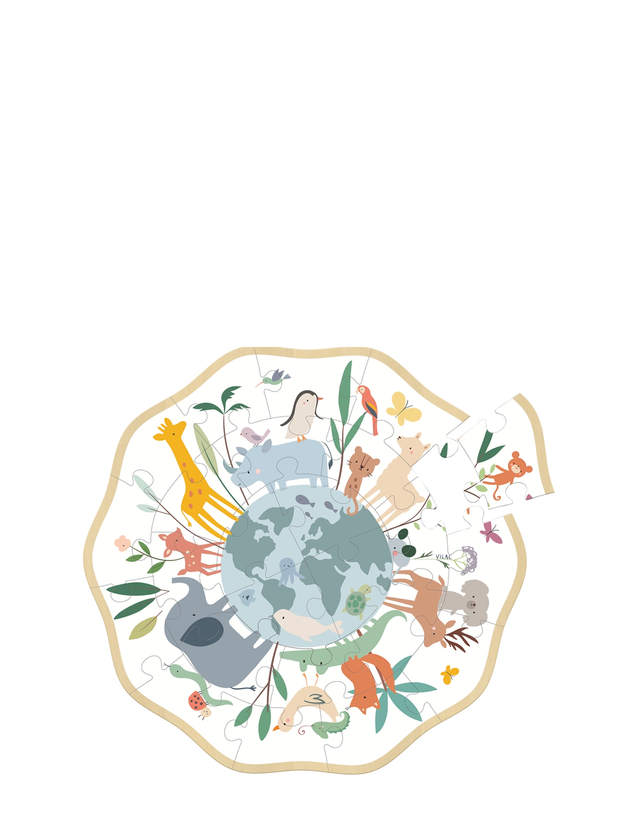 Wooden Puzzle 24 pcs - The World by Sarah Betz - WHITE