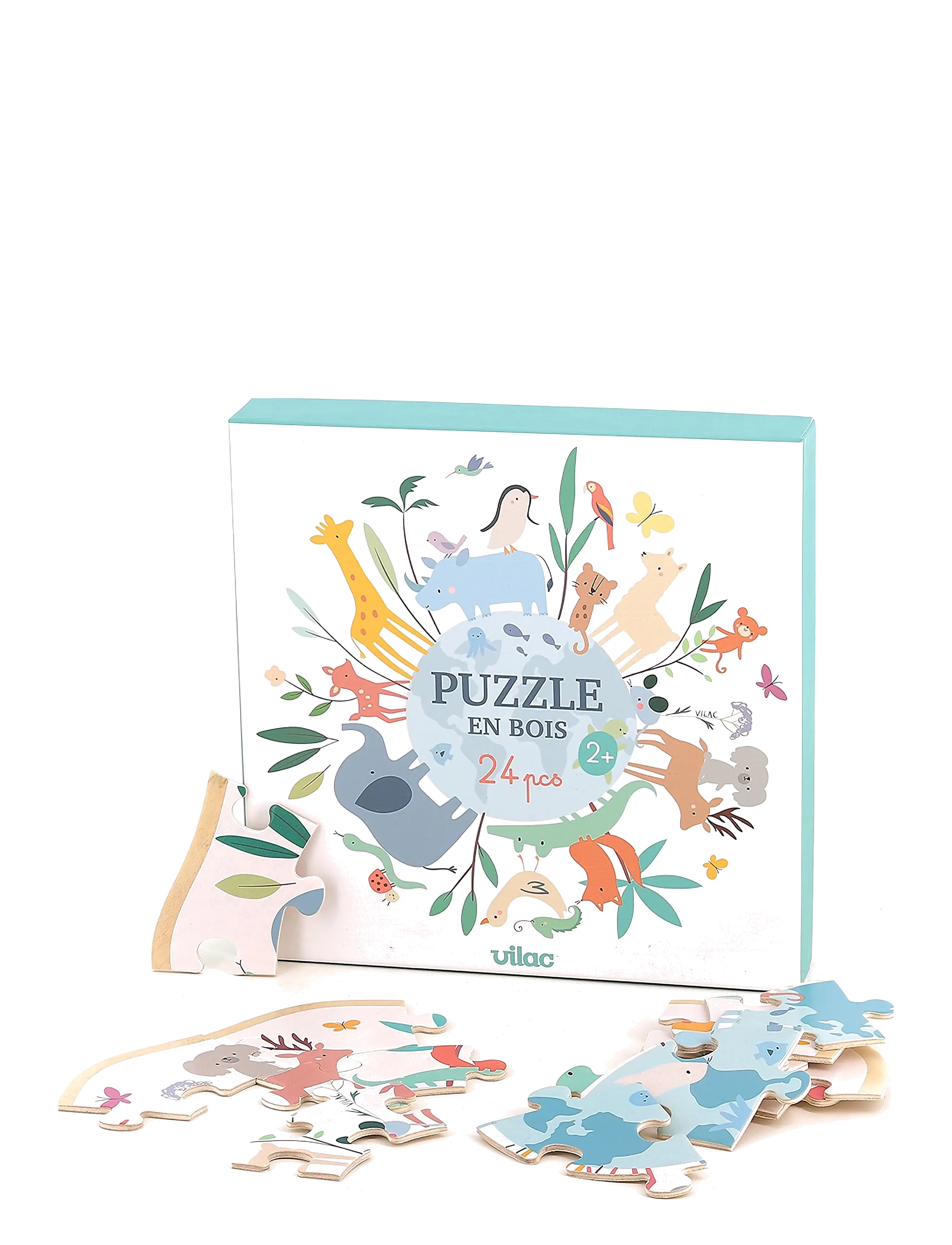 Vilac - Wooden Puzzle 24 pcs - The World by Sarah Betz - træpuslespil - white - 3