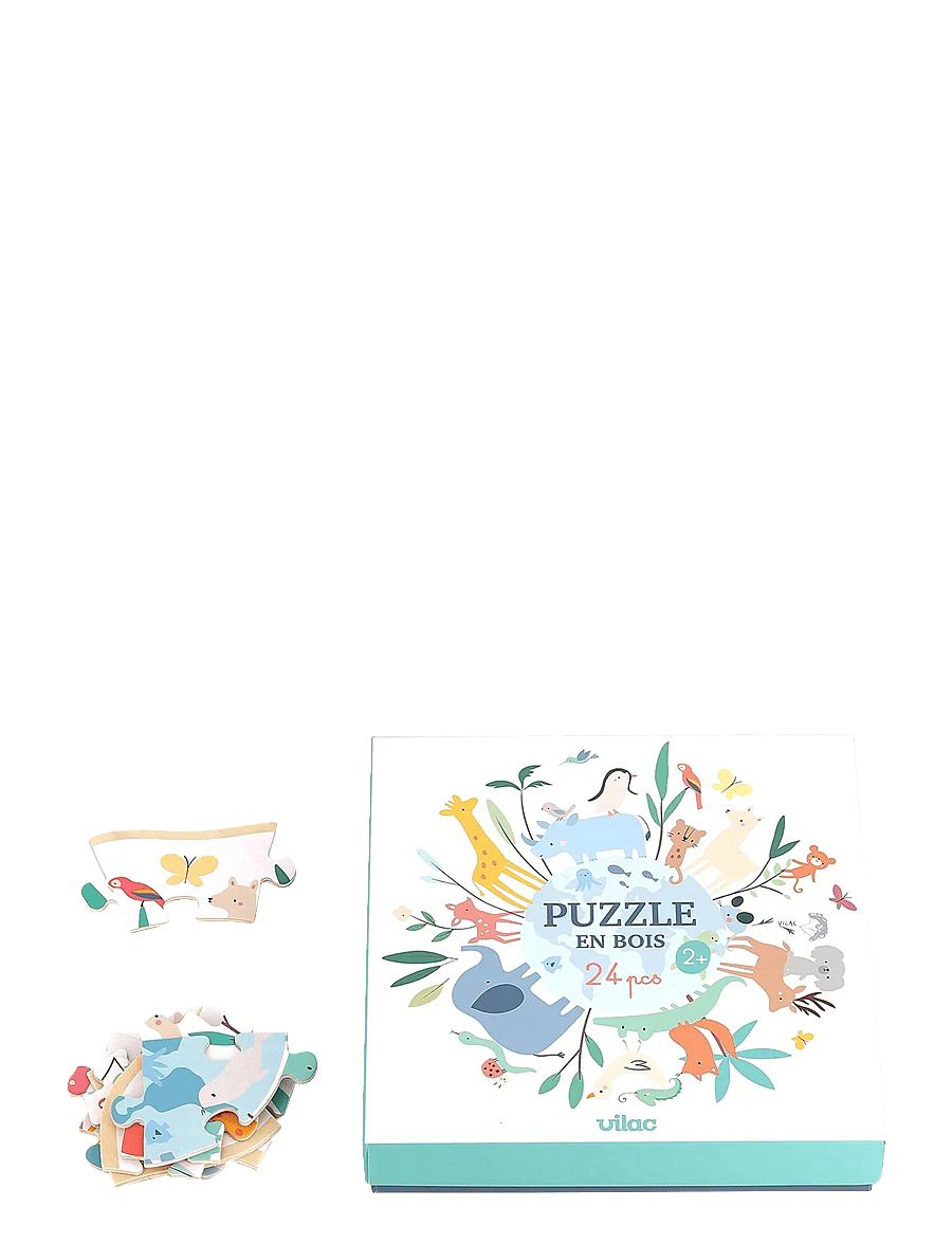 Vilac - Wooden Puzzle 24 pcs - The World by Sarah Betz - puidust pusled - white - 4