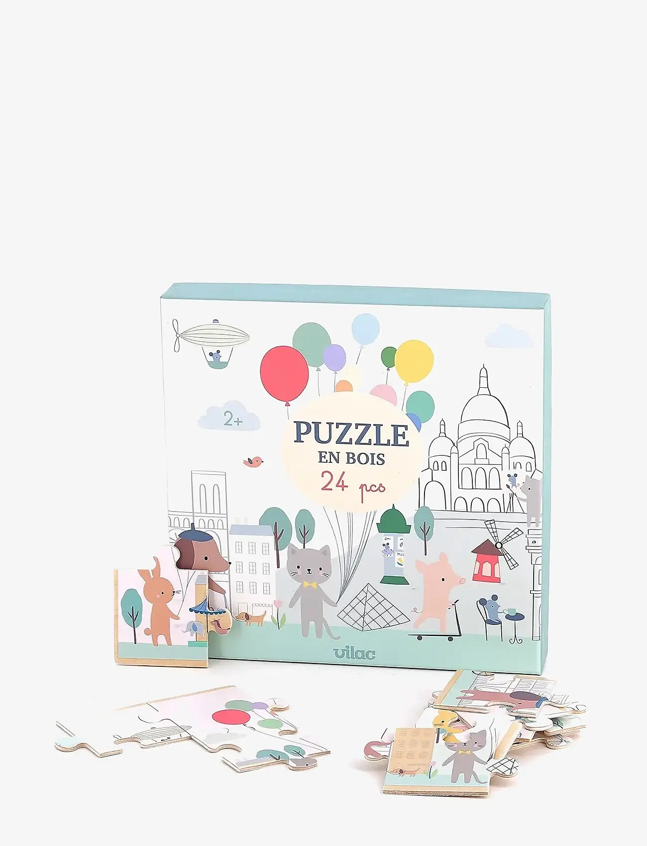 Vilac - Wooden Puzzle 24 pcs - Paris by Sarah Betz - træpuslespil - white - 1