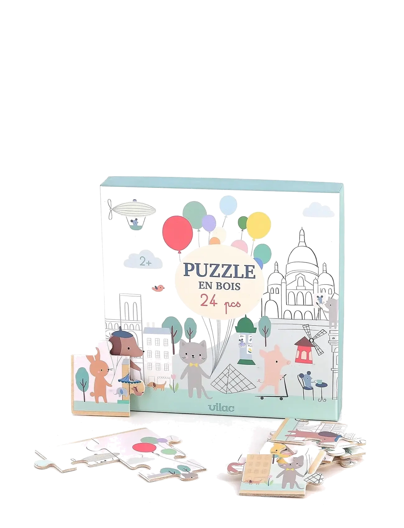 Vilac - Wooden Puzzle 24 pcs - Paris by Sarah Betz - træpuslespil - white - 1