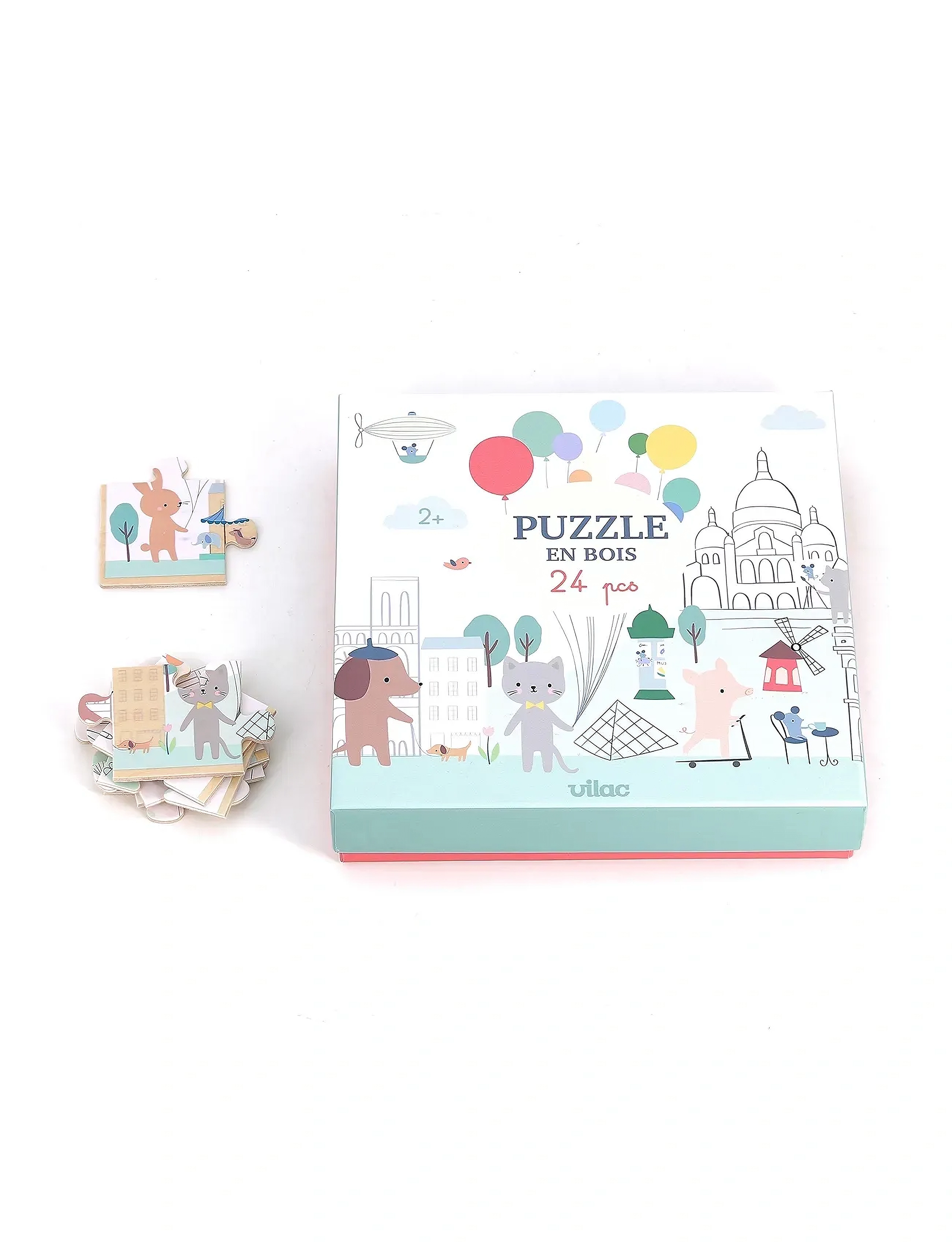 Vilac - Wooden Puzzle 24 pcs - Paris by Sarah Betz - træpuslespil - white - 2