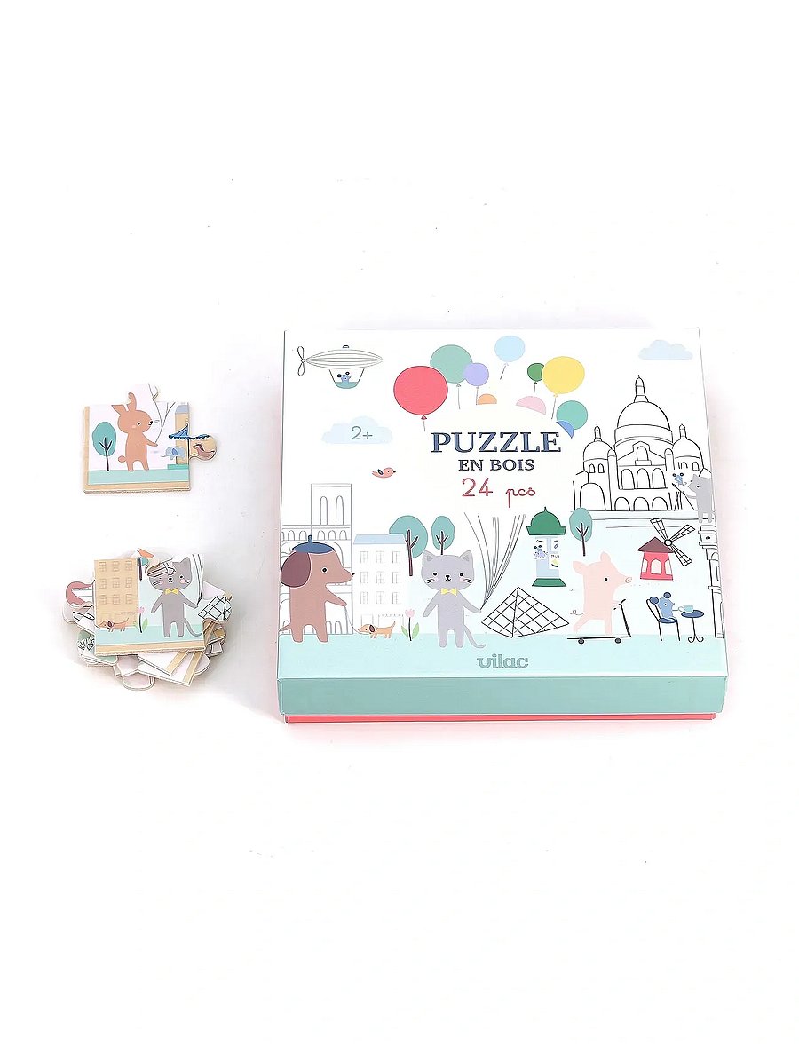 Vilac - Wooden Puzzle 24 pcs - Paris by Sarah Betz - puidust pusled - white - 2