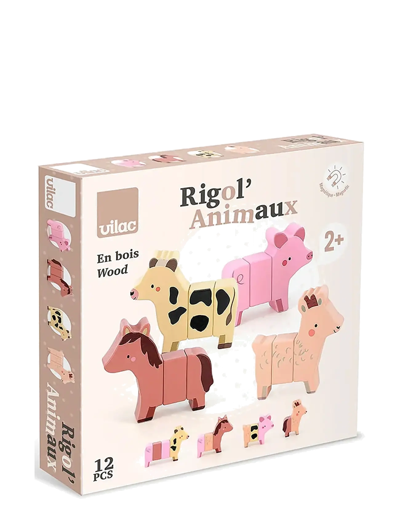 Vilac - Magnetic Animals 12 Pcs - djur - multi - 2