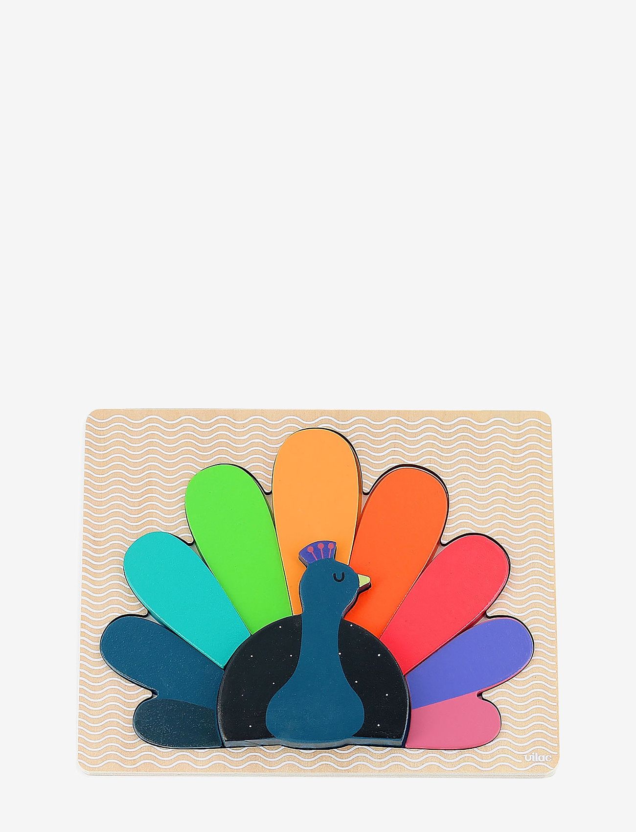 Vilac - Puzzle 12 pcs - Peacock by Andy Westface - træpuslespil - rainbow - 0
