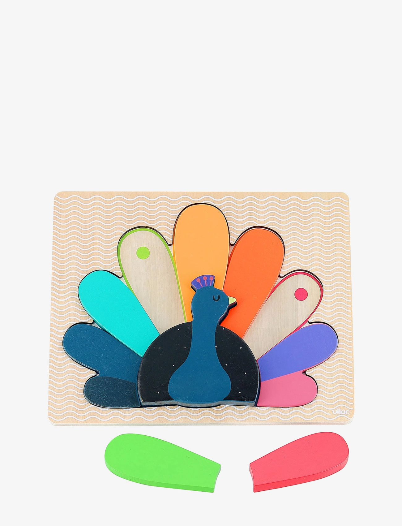 Vilac - Puzzle 12 pcs - Peacock by Andy Westface - puslespill i tre - rainbow - 1