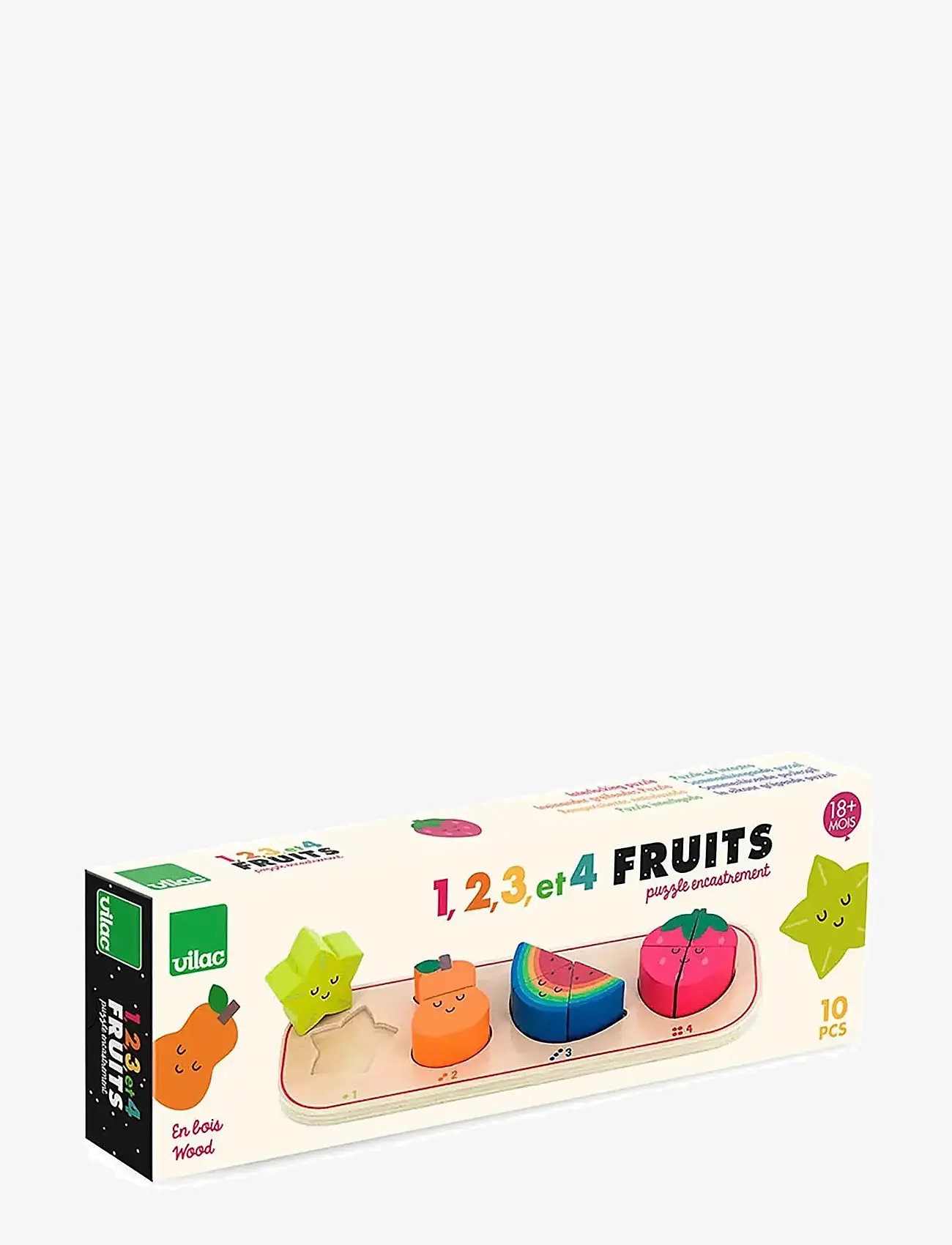 Vilac - Puzzle 10 pcs - Four Fruits - puidust pusled - multi - 2