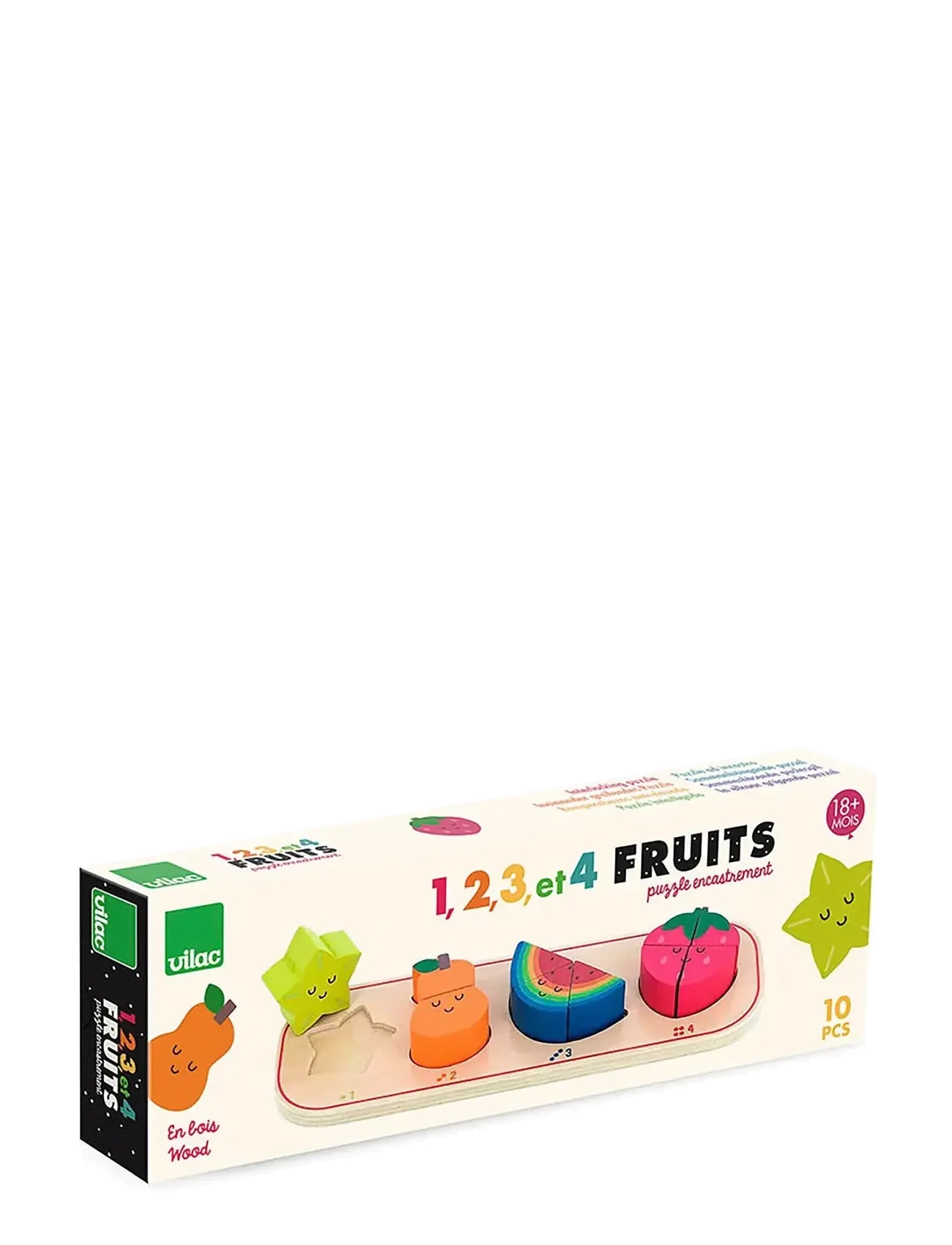 Vilac - Puzzle 10 pcs - Four Fruits - træpuslespil - multi - 2