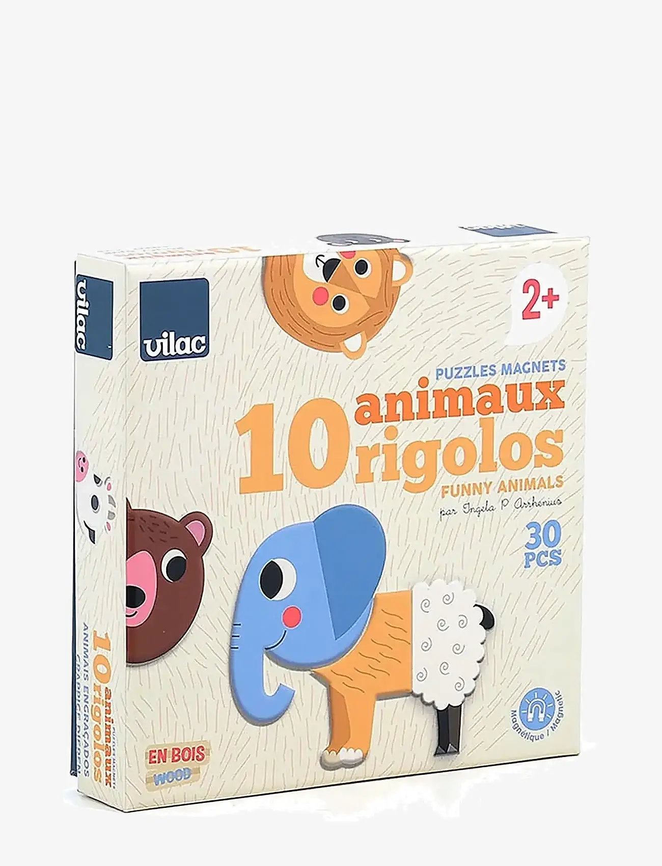 Vilac - Magnets 30 pcs - 10 Funny Animals - holzpuzzle - multi - 0