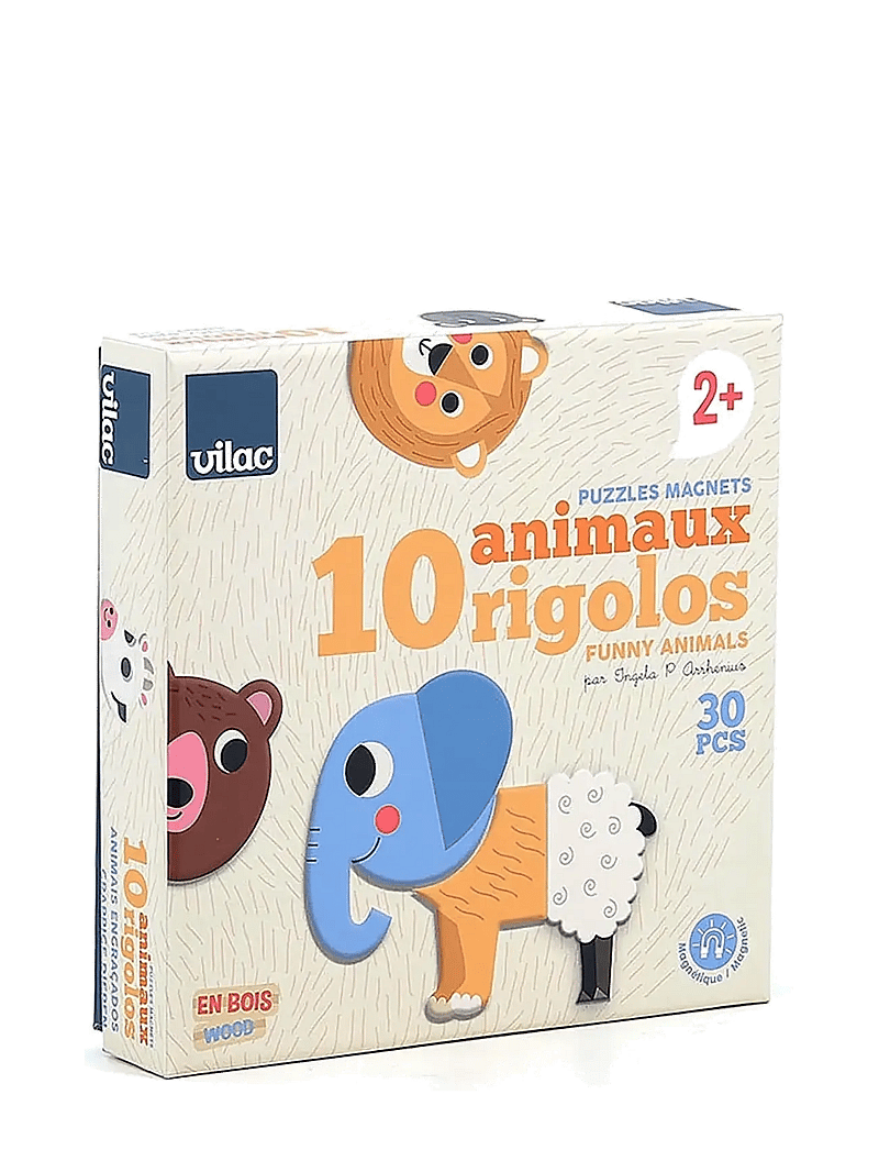 Vilac - Magnets 30 pcs - 10 Funny Animals - holzpuzzle - multi - 0