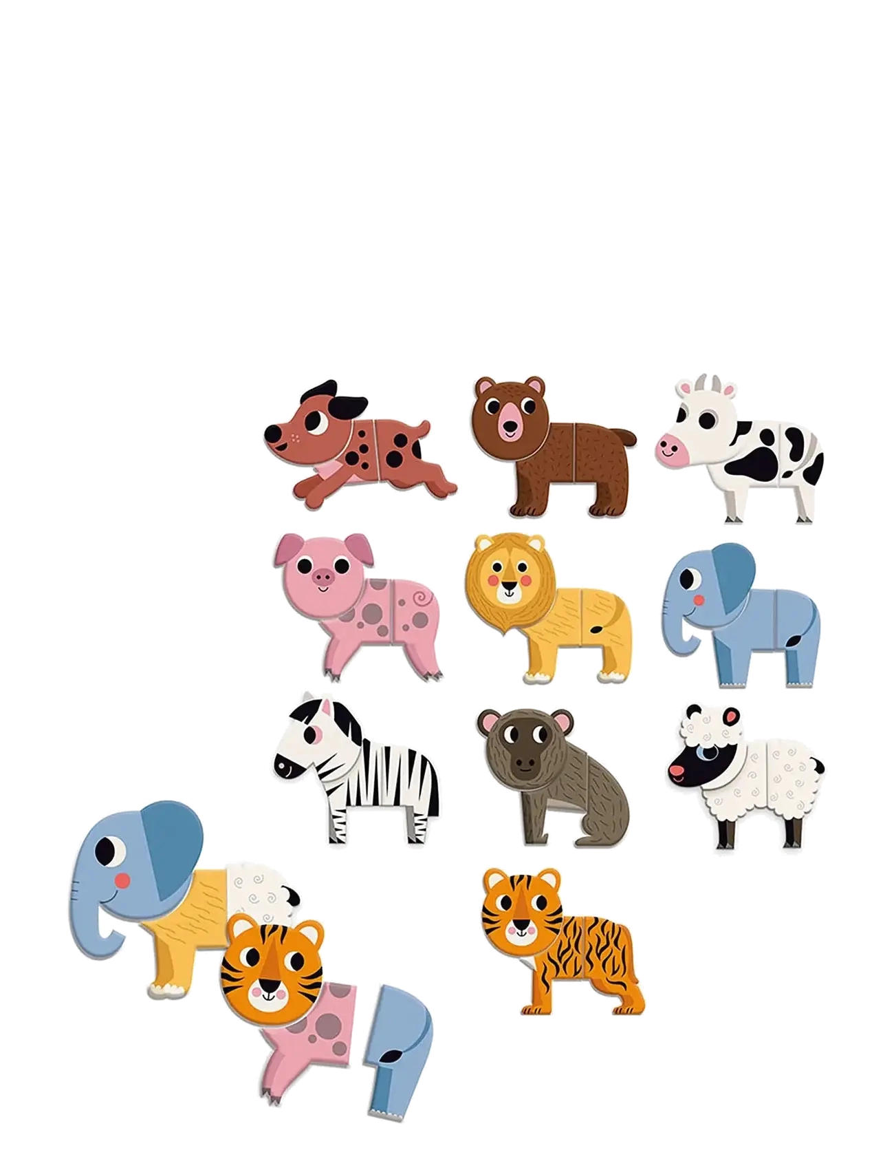 Vilac - Magnets 30 pcs - 10 Funny Animals - træpuslespil - multi - 1