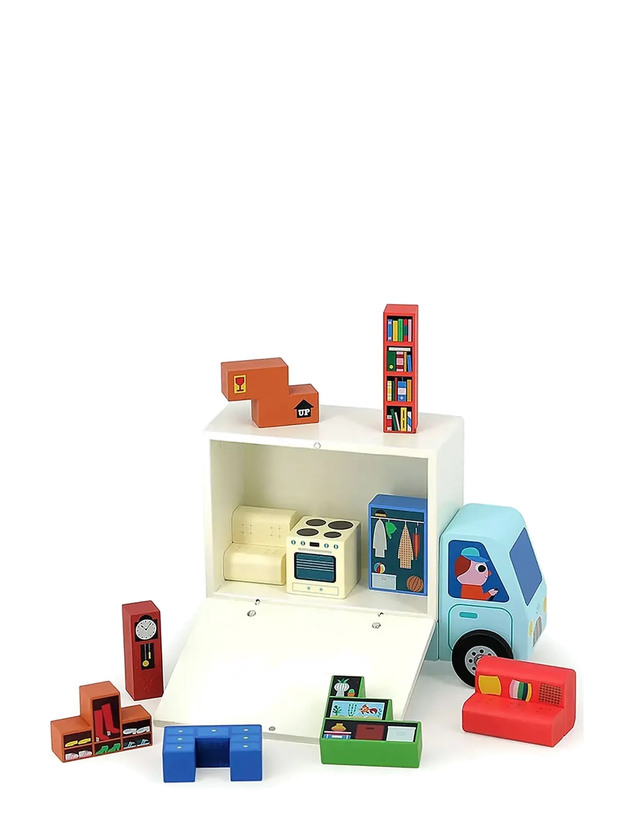 Vilac Logic Game 19 Pcs Moving Van, Børn, Stackable Blocks, Multi/mønstret, Str: ONE SIZE