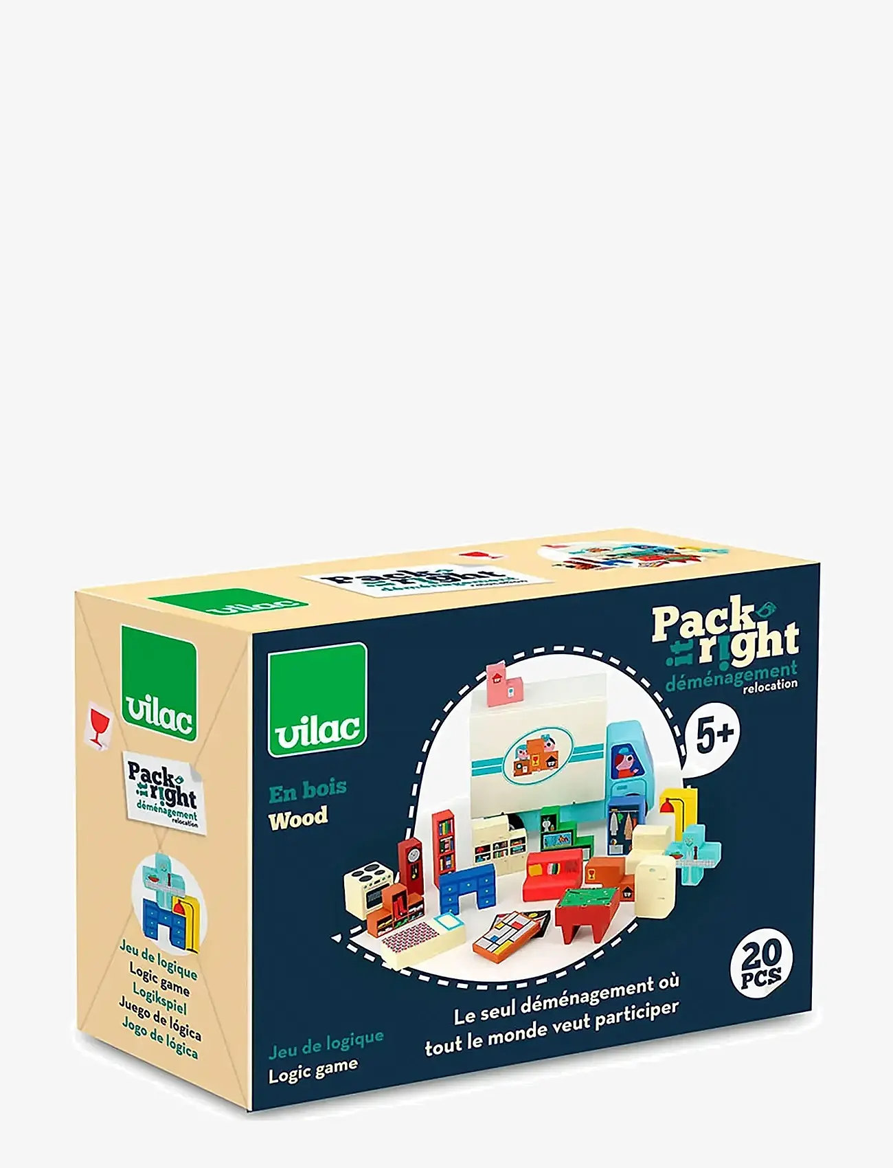 Vilac - Logic Game 19 pcs - Moving Van - stackable blocks - multi - 1