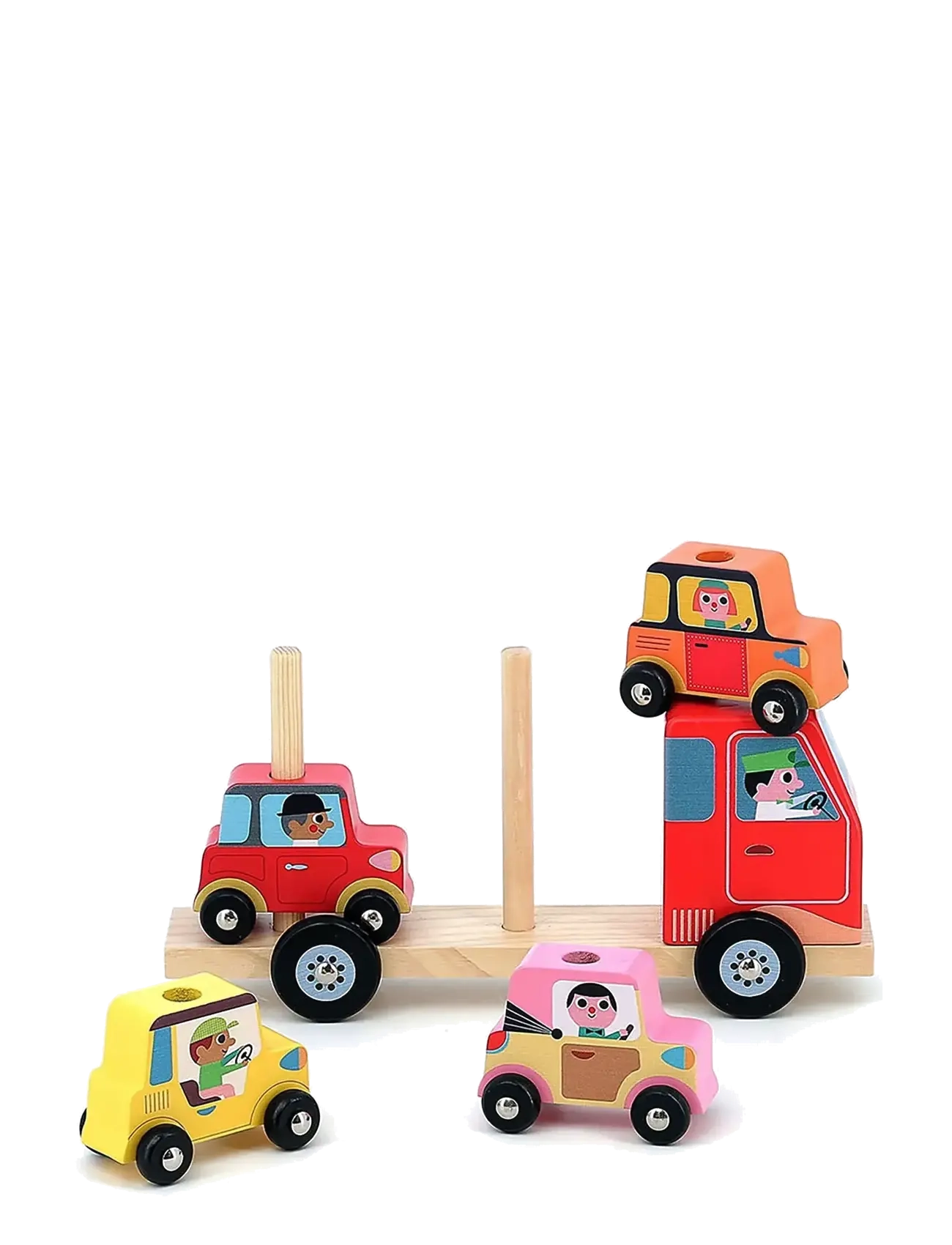 Vilac - Truck with Trailer and Stacking Cars - staflanlegir kubbar - multi - 2