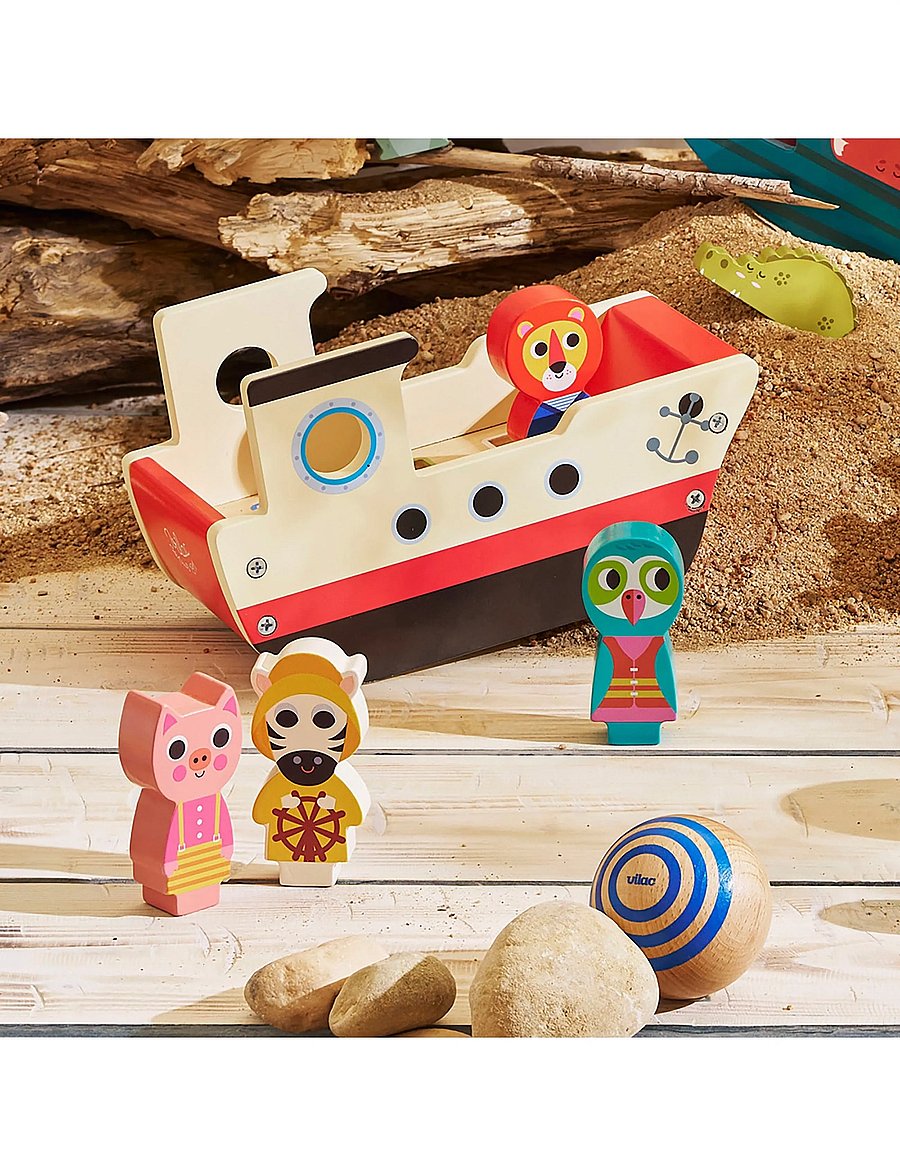 Vilac - Sound Boat with 6 Animal Figures - multi - 0