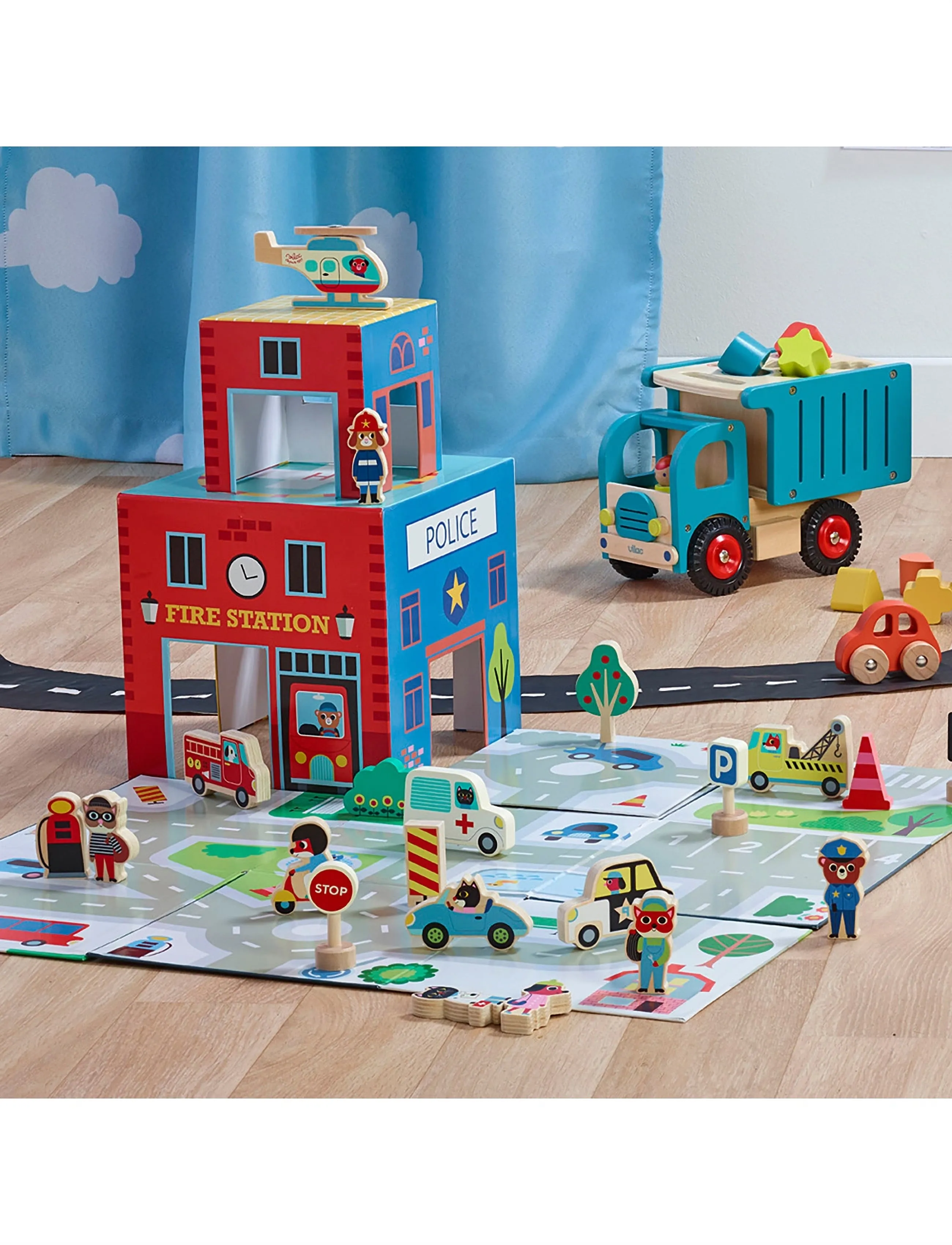 Vilac - Fold-out Playset - Rescue Services - mängukomplektid - multi - 0