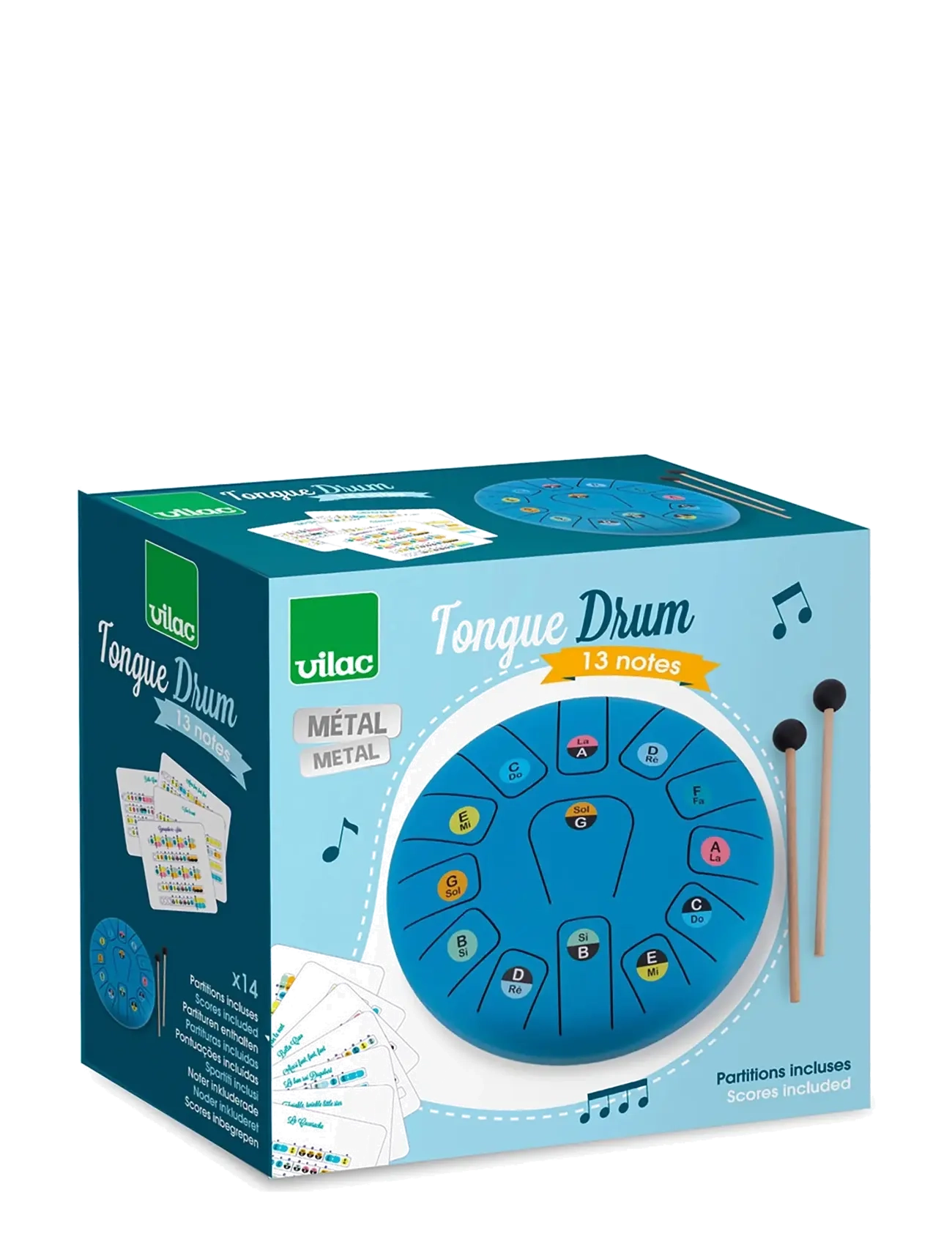 Vilac - Musical Instrument - Tongue Drum 13 Notes - musikinstrumenter - blue - 4
