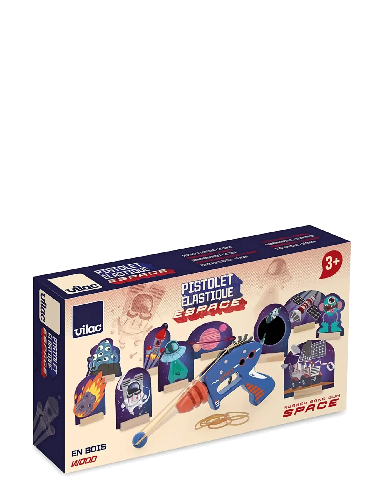 Vilac - Wooden Rubber Band Gun - Space - blasters - blue - 4