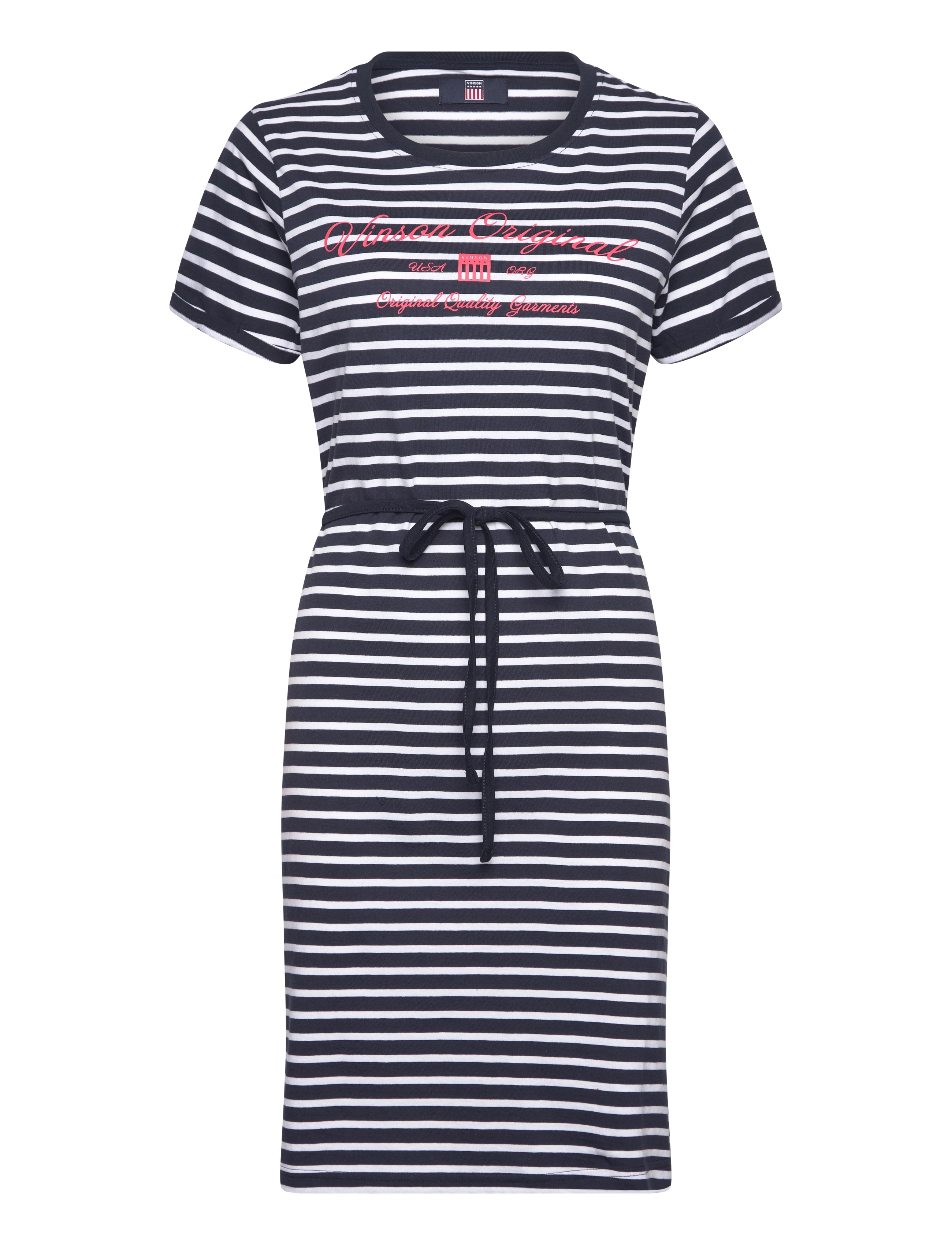 VINSON Vin T-Shirt Kleid Maika Stripe Navy - S - Damen