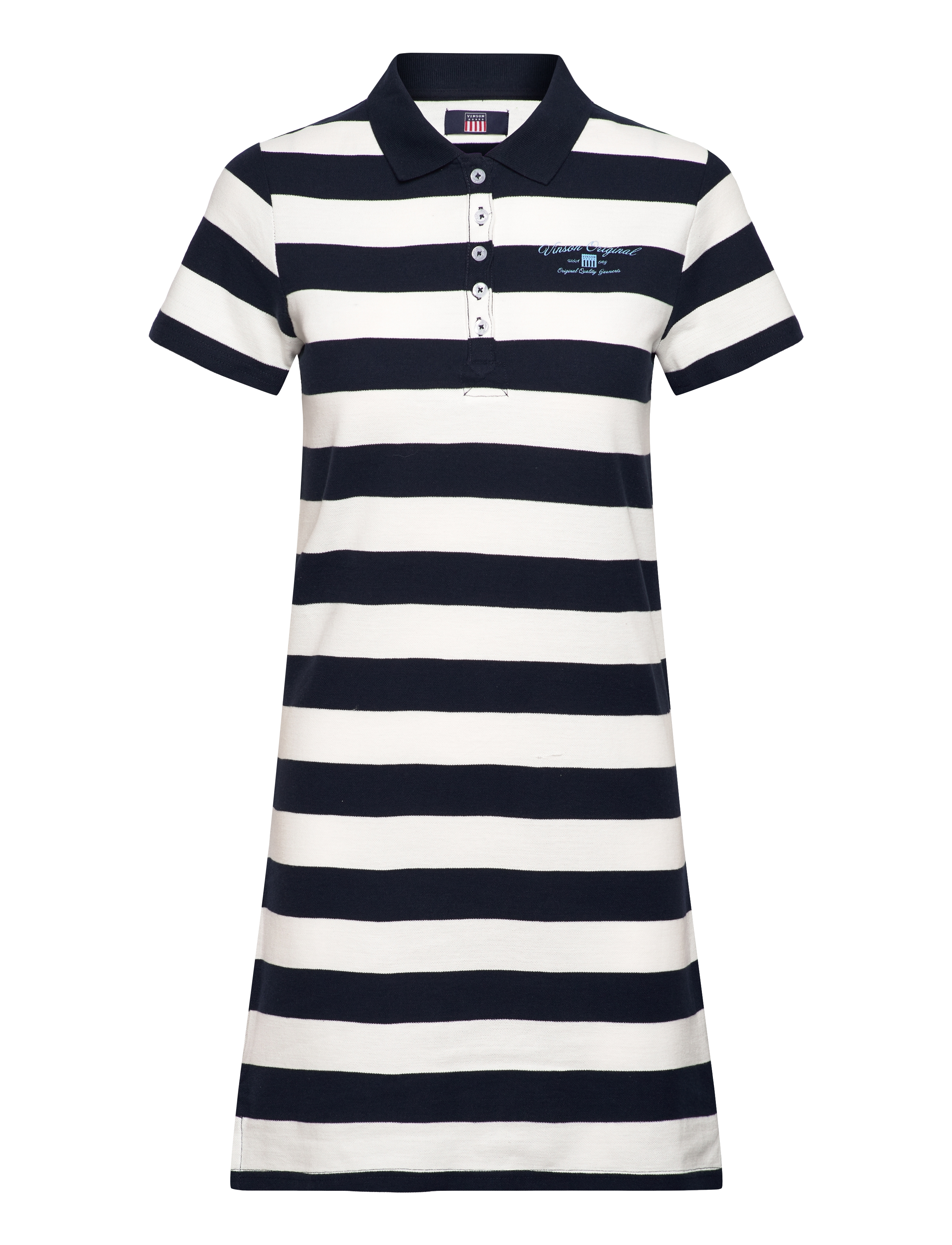 VINSON Kate striped reg kn cot VIN W - Tøj - DARK SAPPHIRE / navy