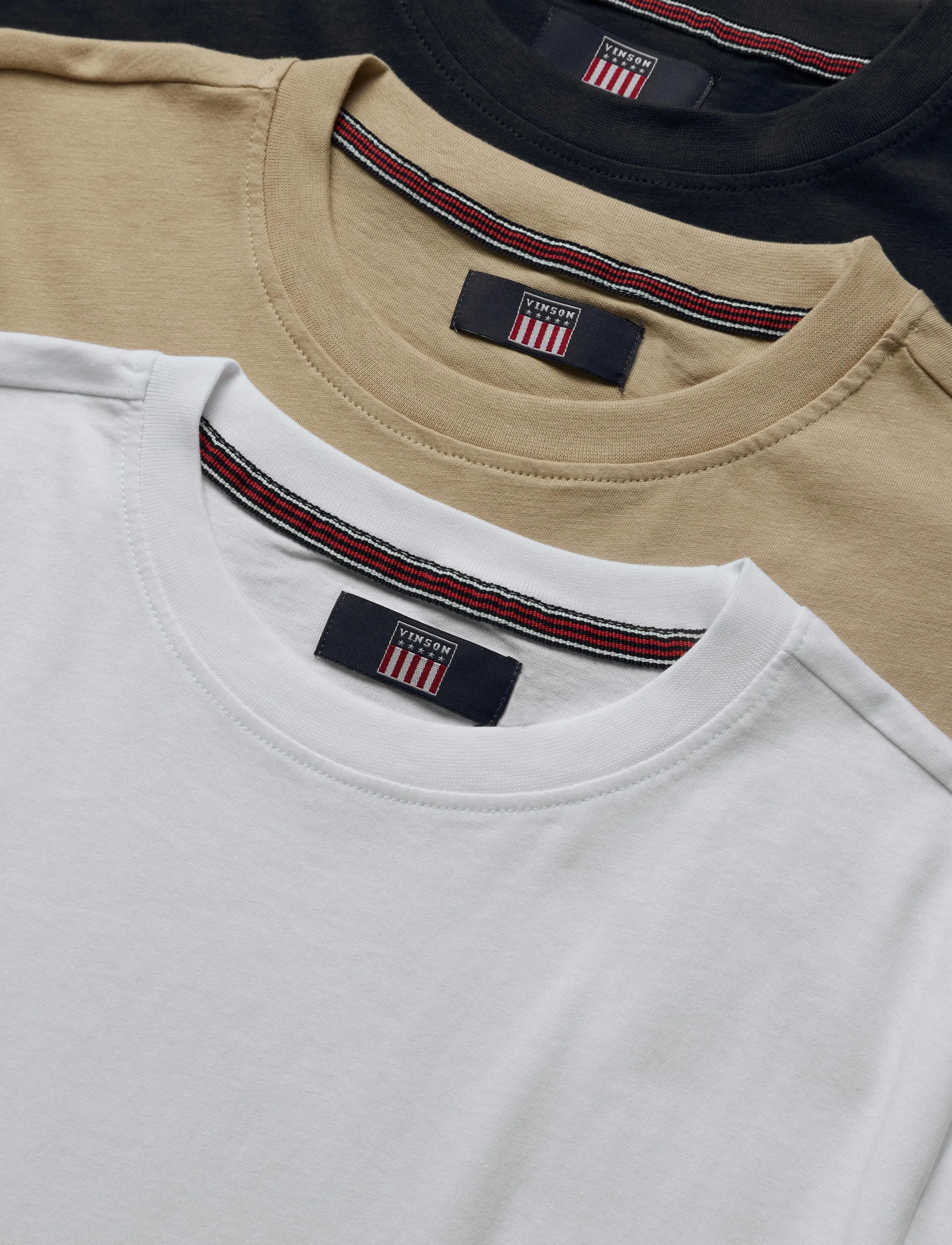 VINSON - VIN 3 Pack T-Shirt Massimo Men - efterårstøj - darksapphire/white/humus - 2