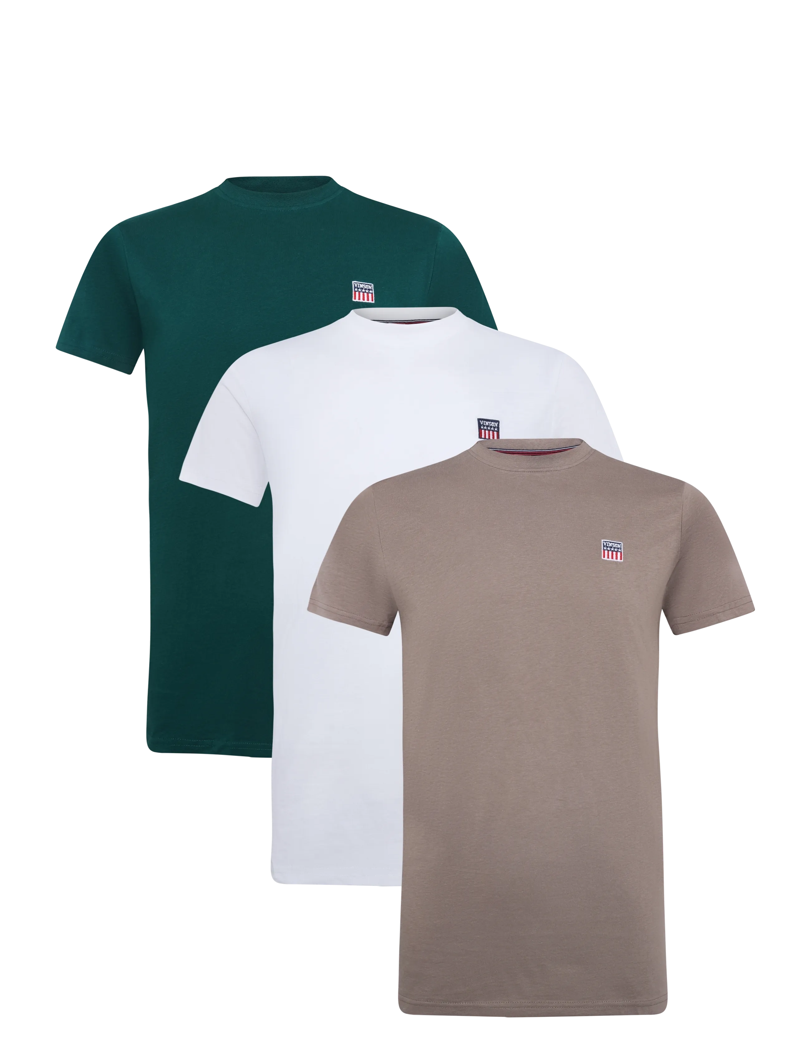 VINSON VIN 3 Pack T-Shirt Massimo Men - T-shirts - WALNUT/BOTANICAL/CLOUD DANCER / brown