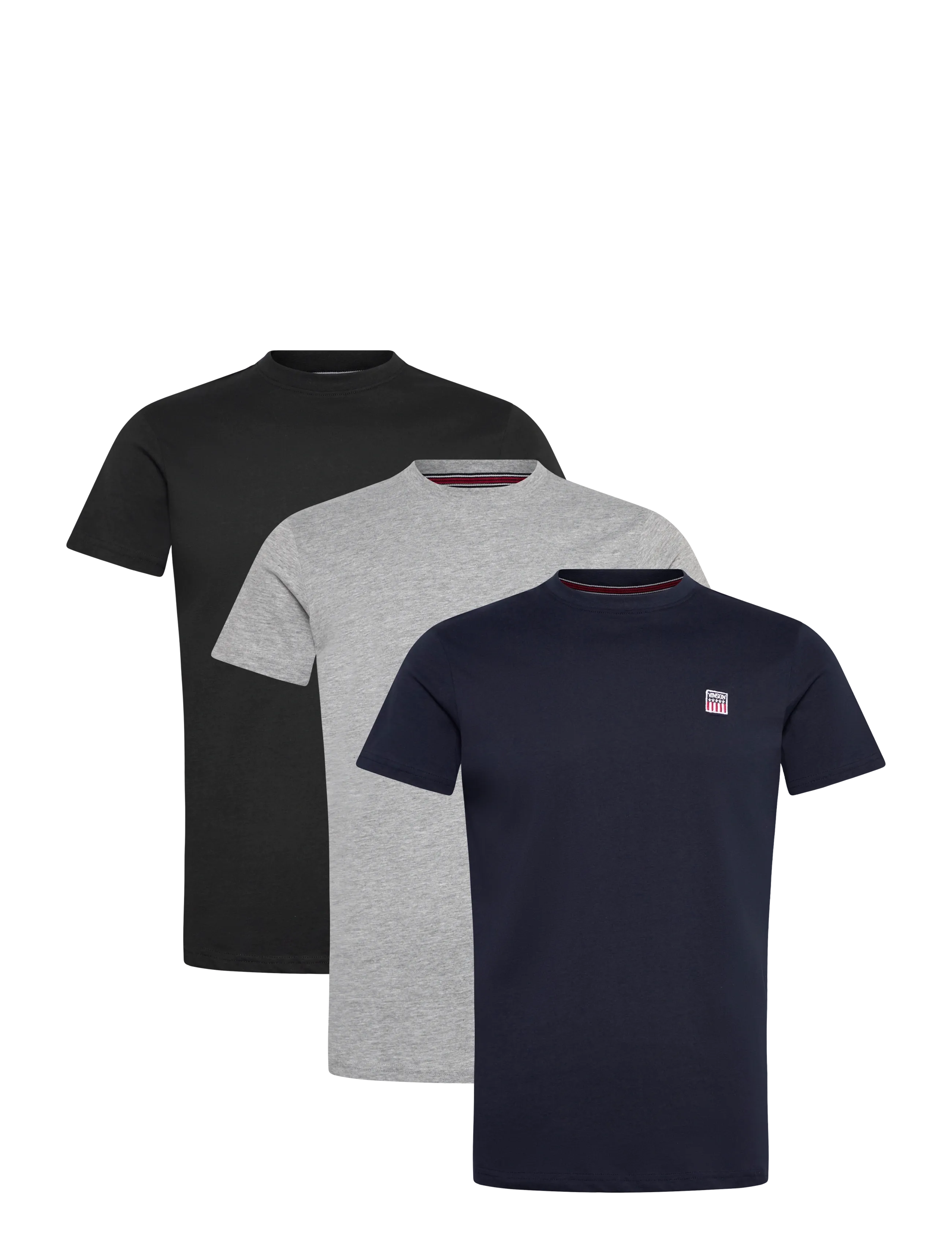 VINSON Vin 3 Pack T-Shirt Massimo Herren Schwarz - L - Herren