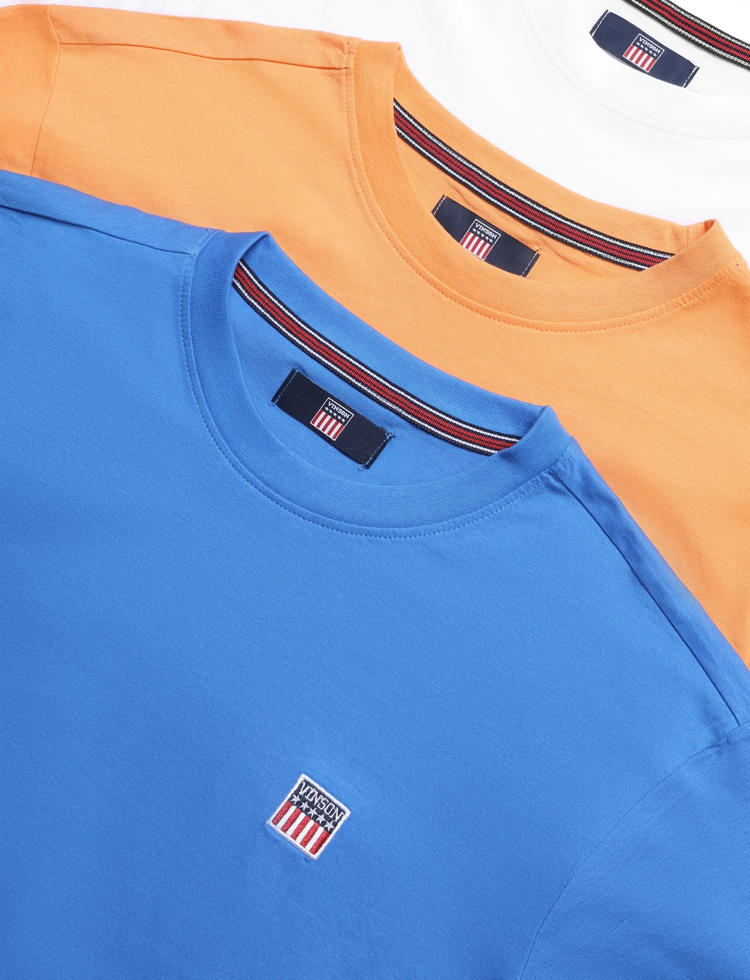 VINSON - VIN 3 Pack T-Shirt Massimo Men - efterårstøj - white/palaceblue/tangerine - 2