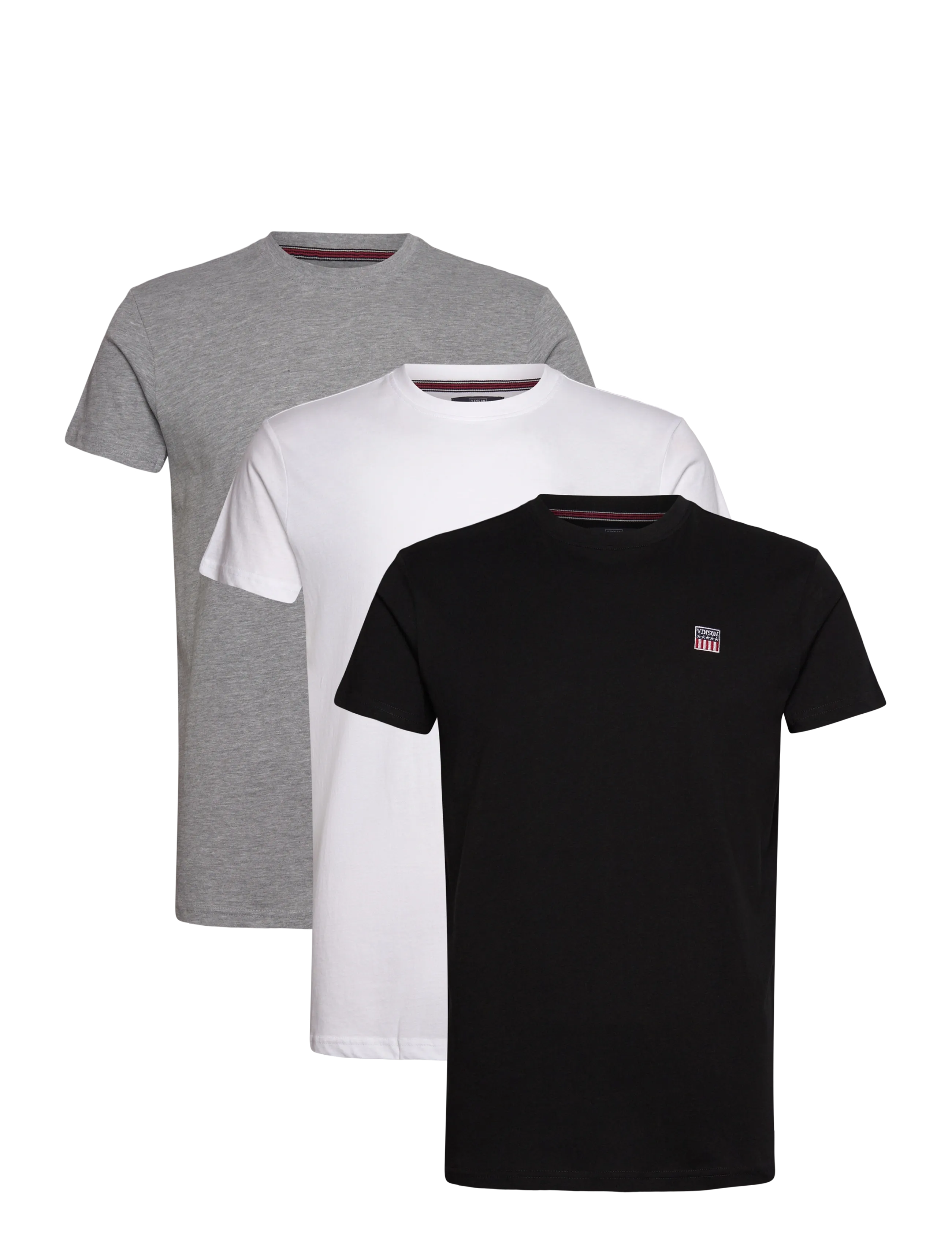 VINSON VIN 3 Pack T-Shirt Massimo Men - T-shirts - TAPSHOE/WHITE/GREYMEL / multi