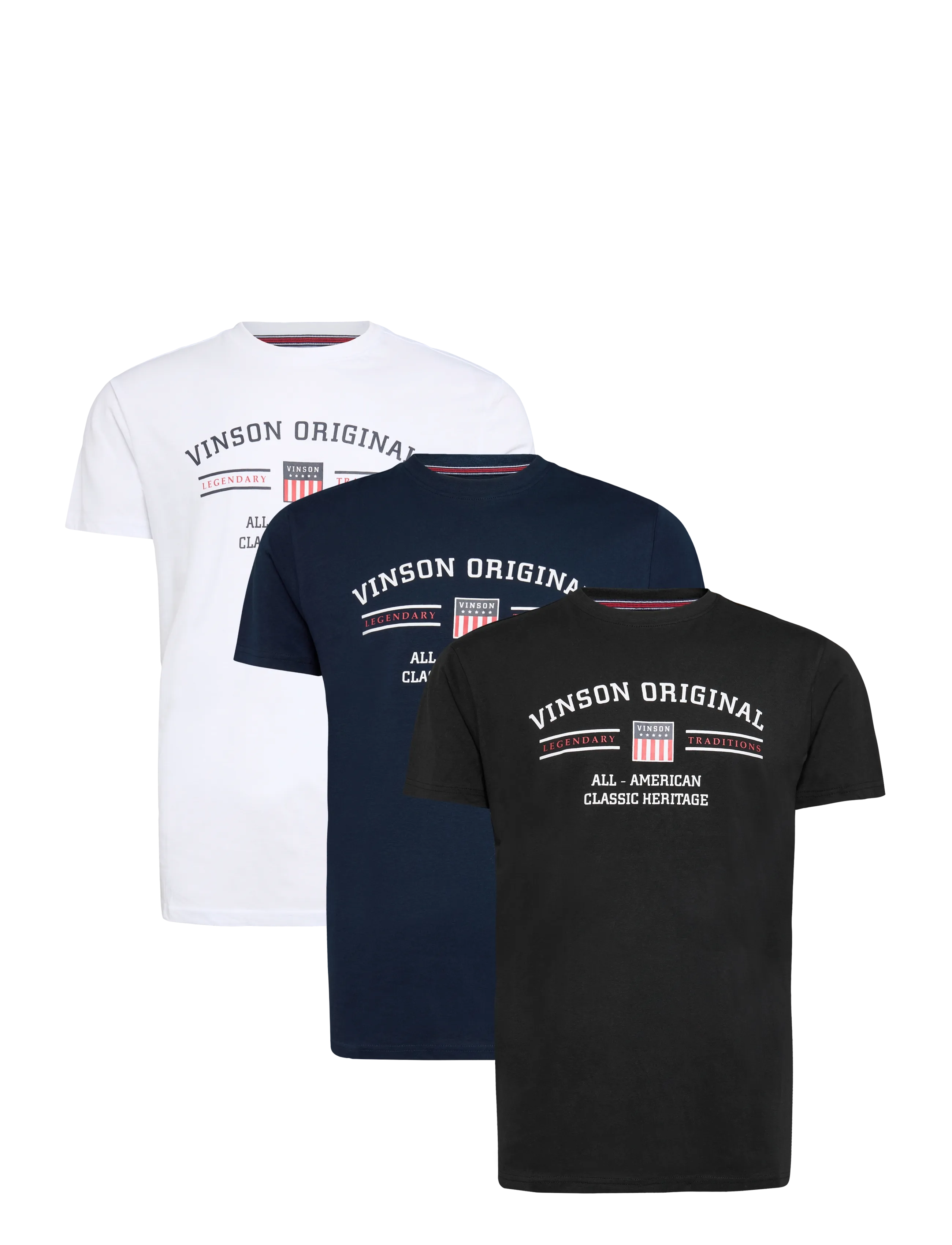 VINSON VIN 3-pack T-Shirt Matt Men - Kortærmede T-shirts - TAP SHOE/BRIGHT WHITE/DARK SAP / black