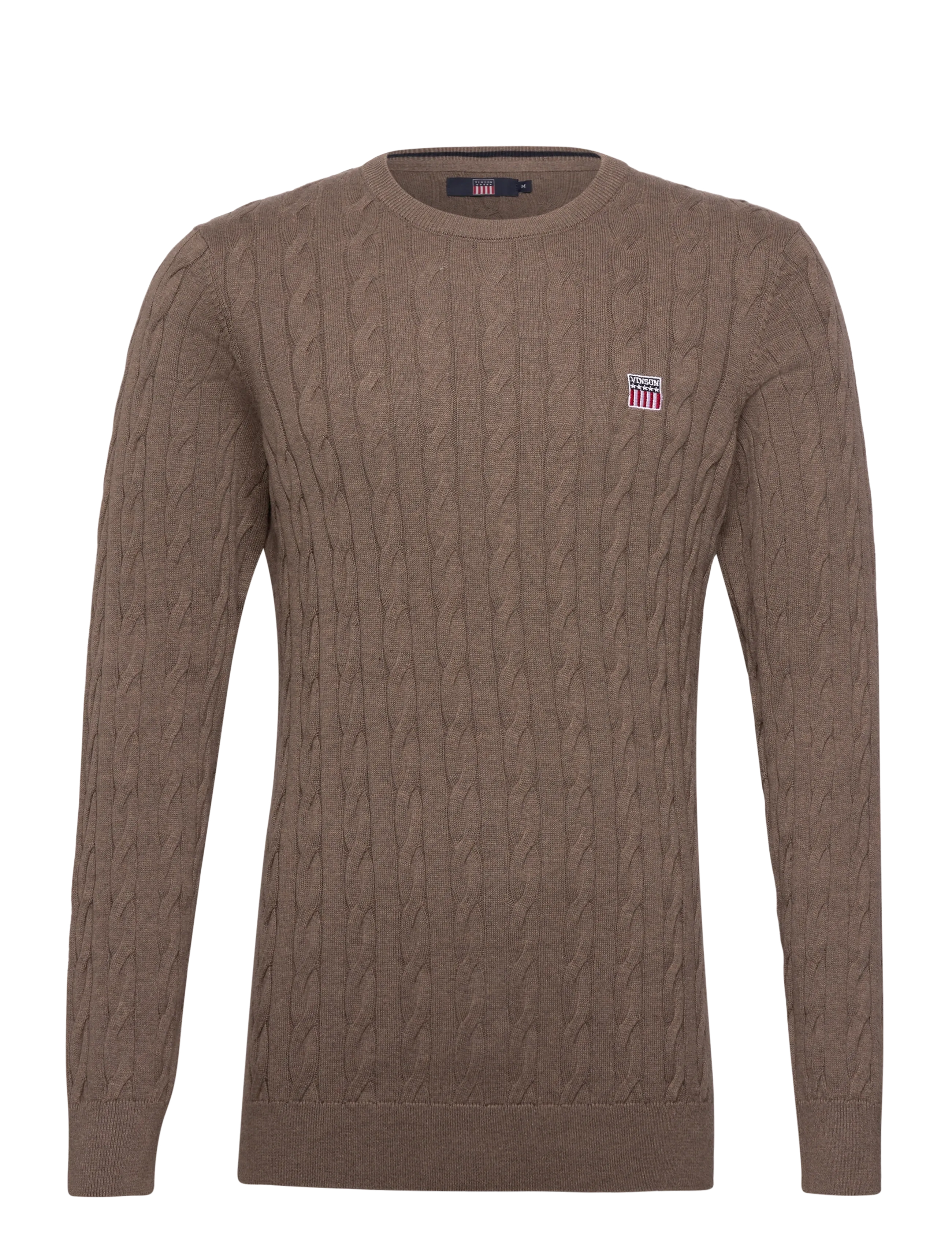 VINSON Grant reg cw cot vin m knit - Rundhalsad - BROWN MELANGE / brown