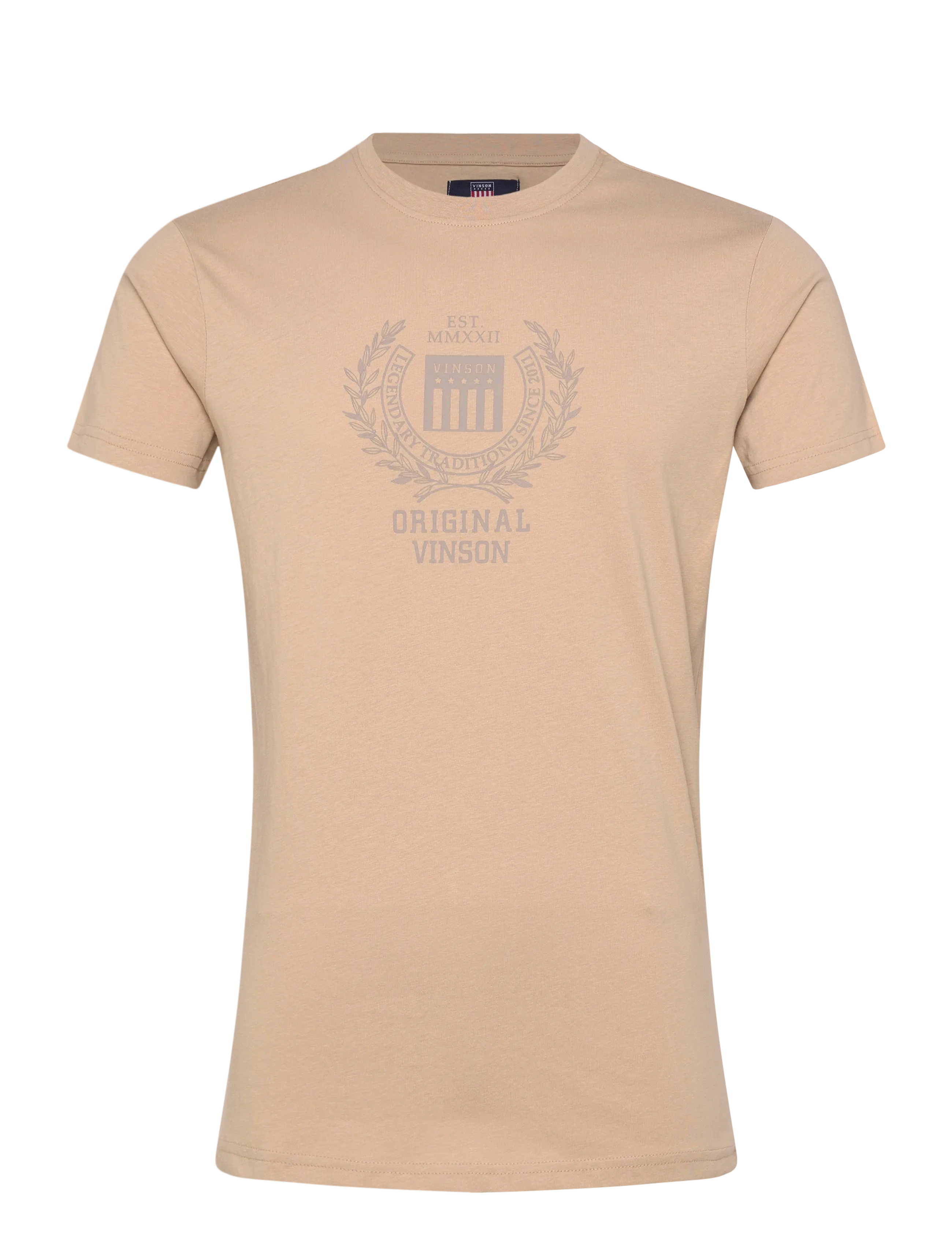 VINSON SAMUEL REG COT VIN M TEE - Kläder - 15-1304TCX HUMUS / beige