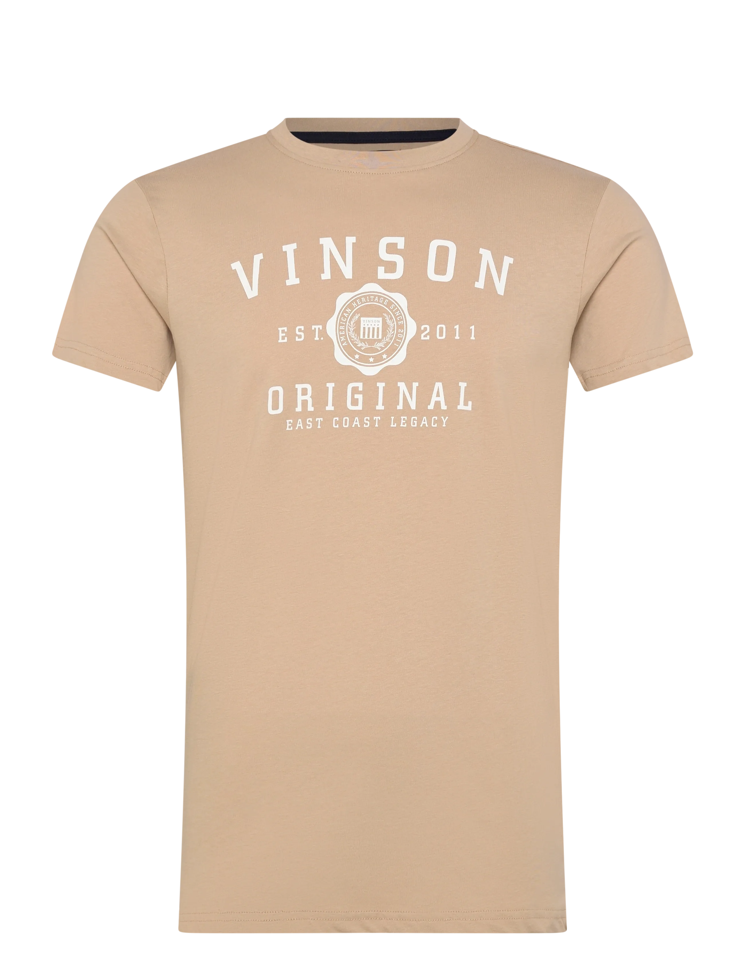 VINSON SIMON REG COT VIN M TEE - Kläder - 15-1304TCX HUMUS / beige