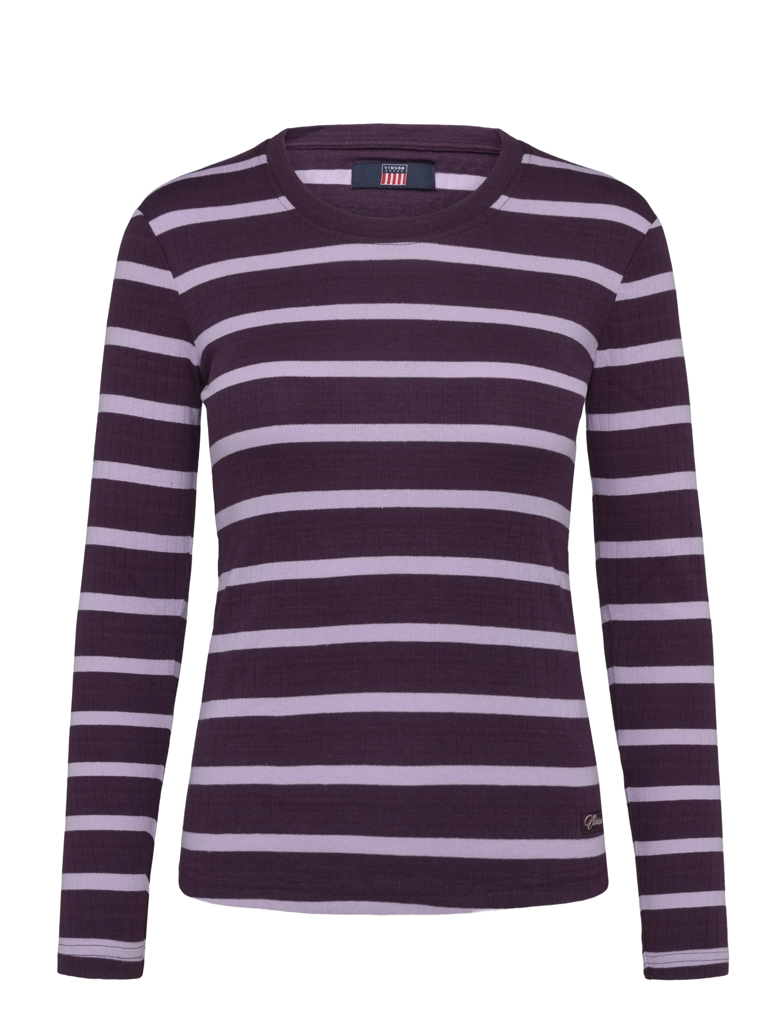 VINSON VWHELENA STRP TOP LS RIB - Clothing - BLACKBERRY WINE STRIPE / burgundy