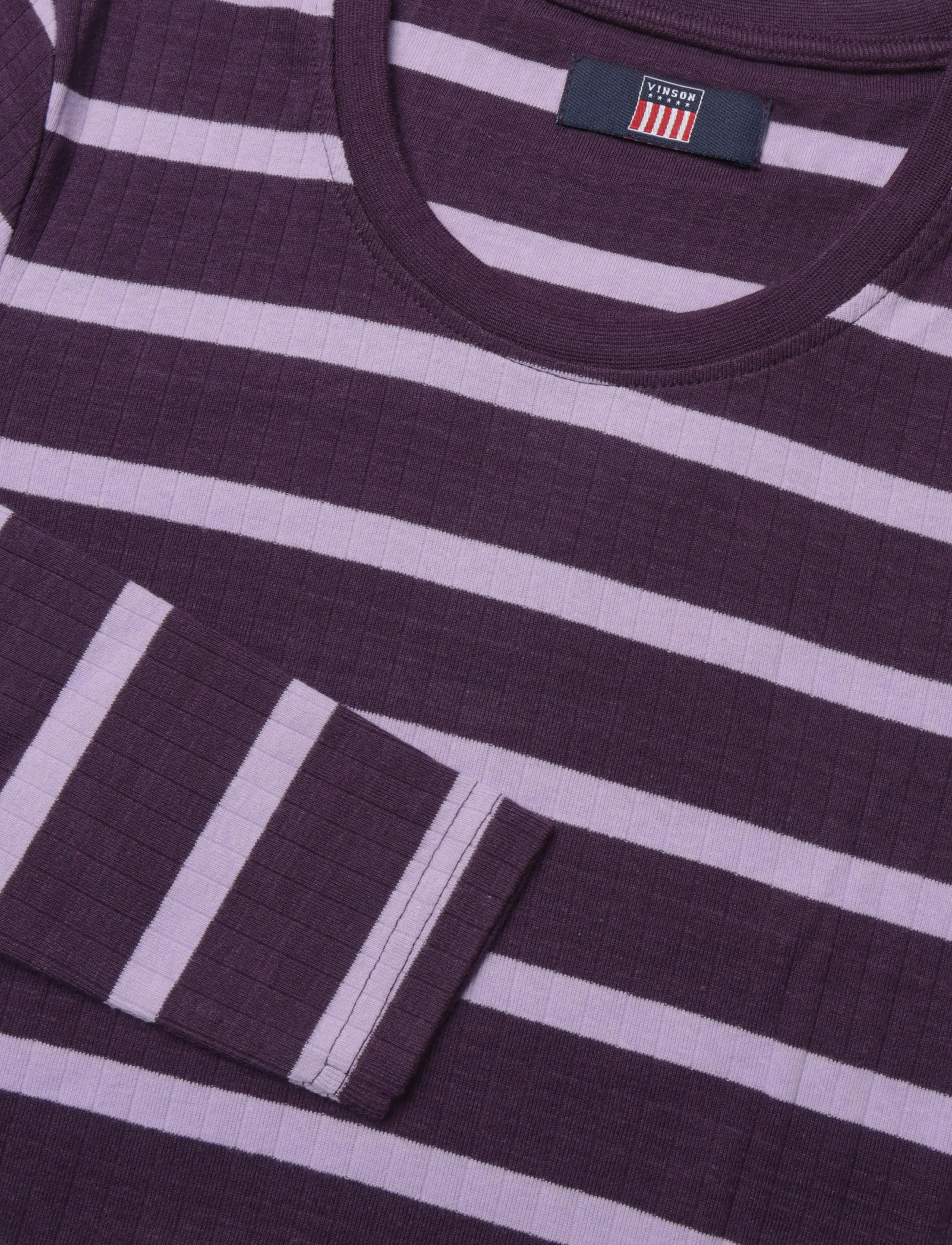 VINSON - VWHELENA STRP TOP LS RIB - autumn clothing - blackberry wine stripe - 2