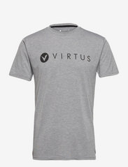 Virtus - Edwardo M S/S Logo Tee - short-sleeved t-shirts - 1038a mid grey mel. - 0