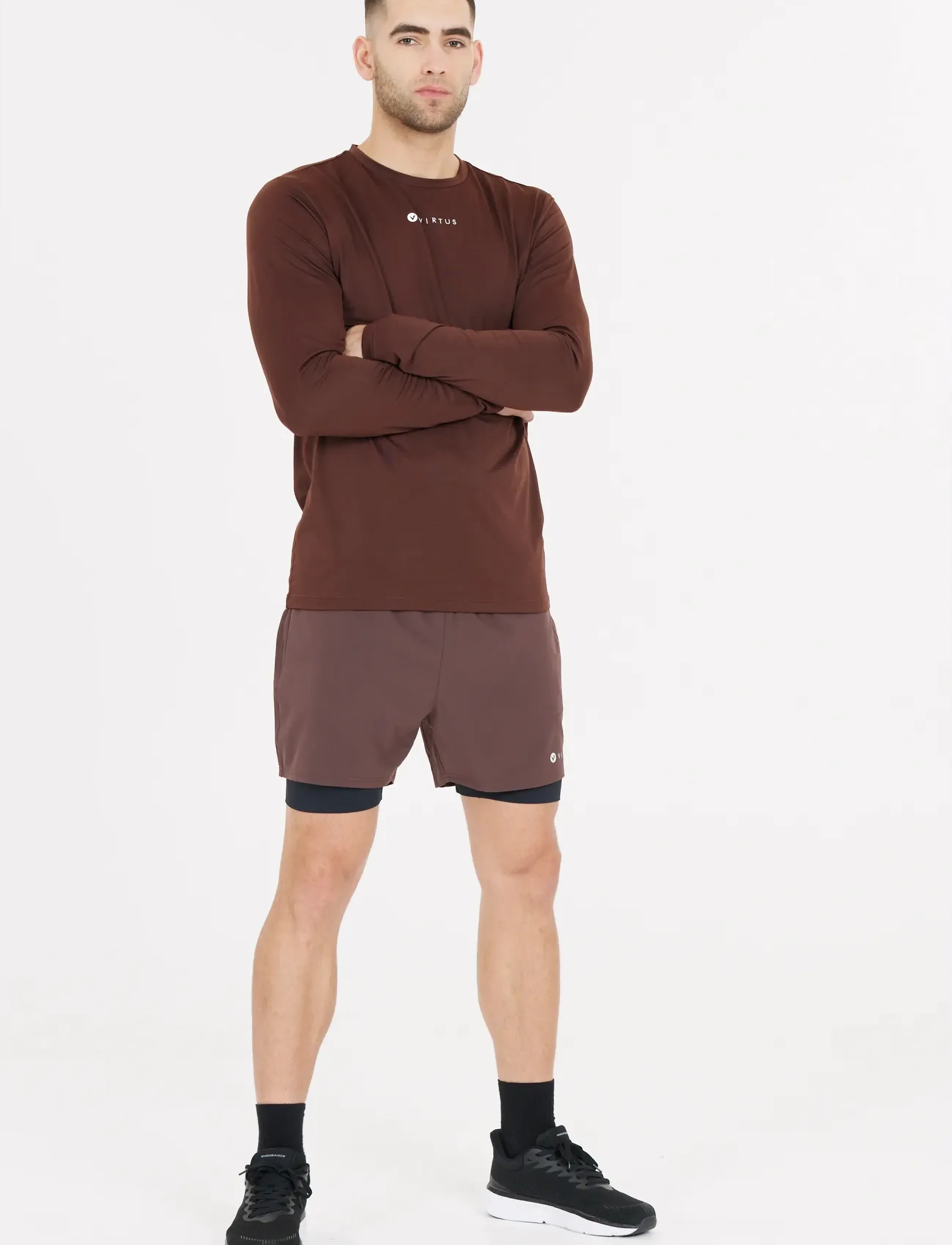 Virtus Roger M Hyperstretch L/S Tee, S, Sport Oberteile, Braun - Long Sleeved Männerswear