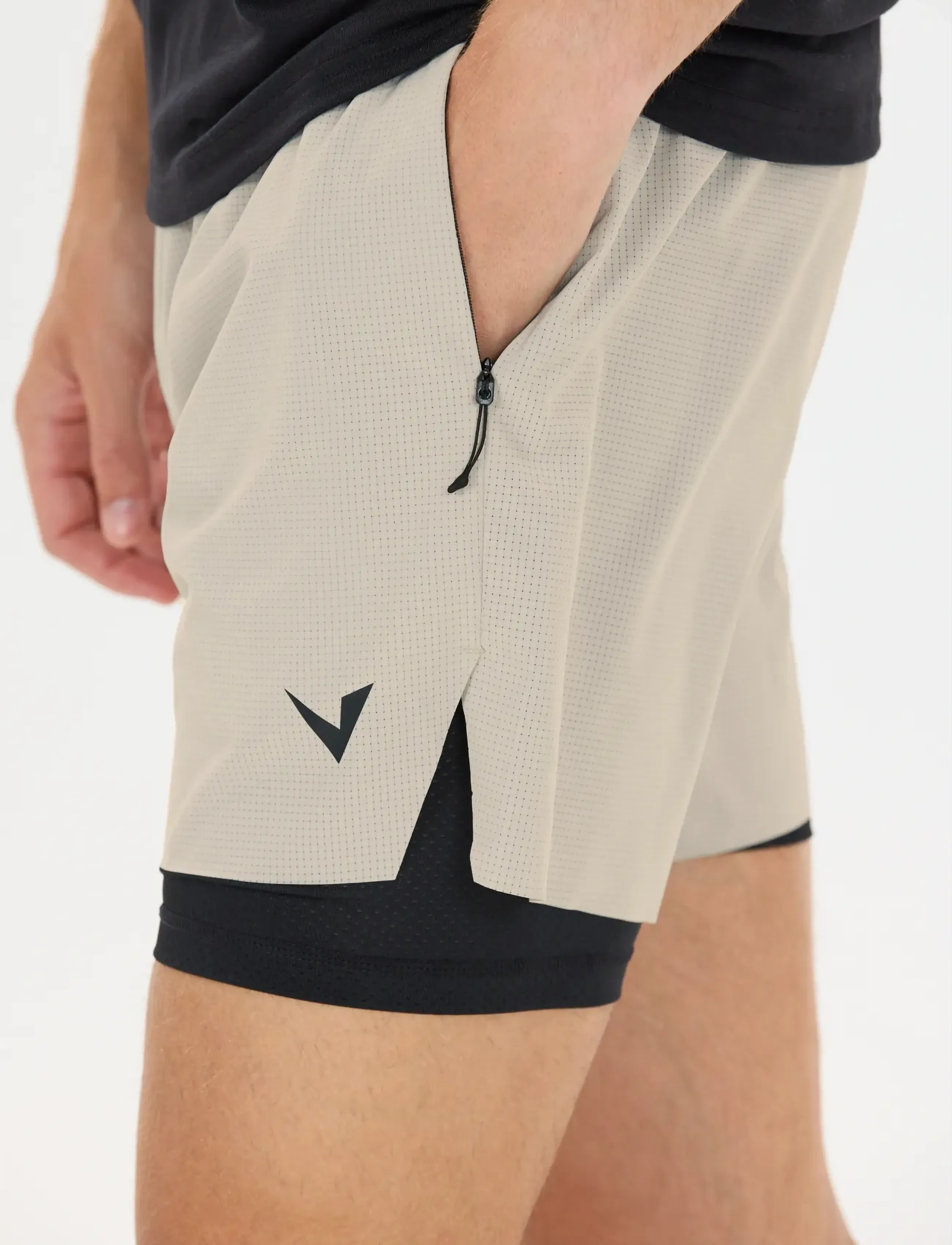 Virtus Ado M 2-In-1 Ripstop Shorts, S, Sport Beige - Training Männerswear