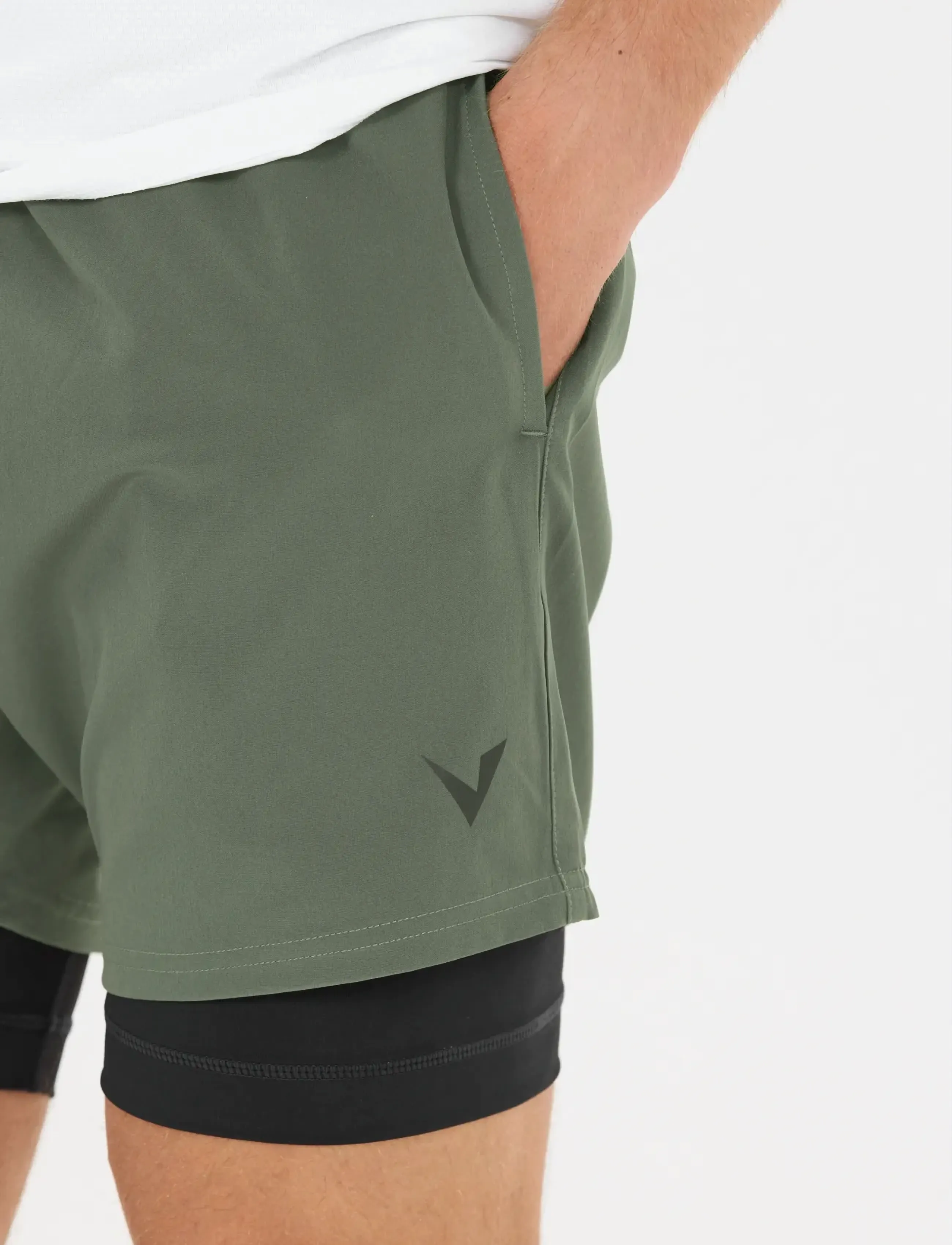 Virtus Zayne V2 M 2-In-1 Shorts, Mænd, 2-i-1 Shorts, Kakigrøn, Str: L