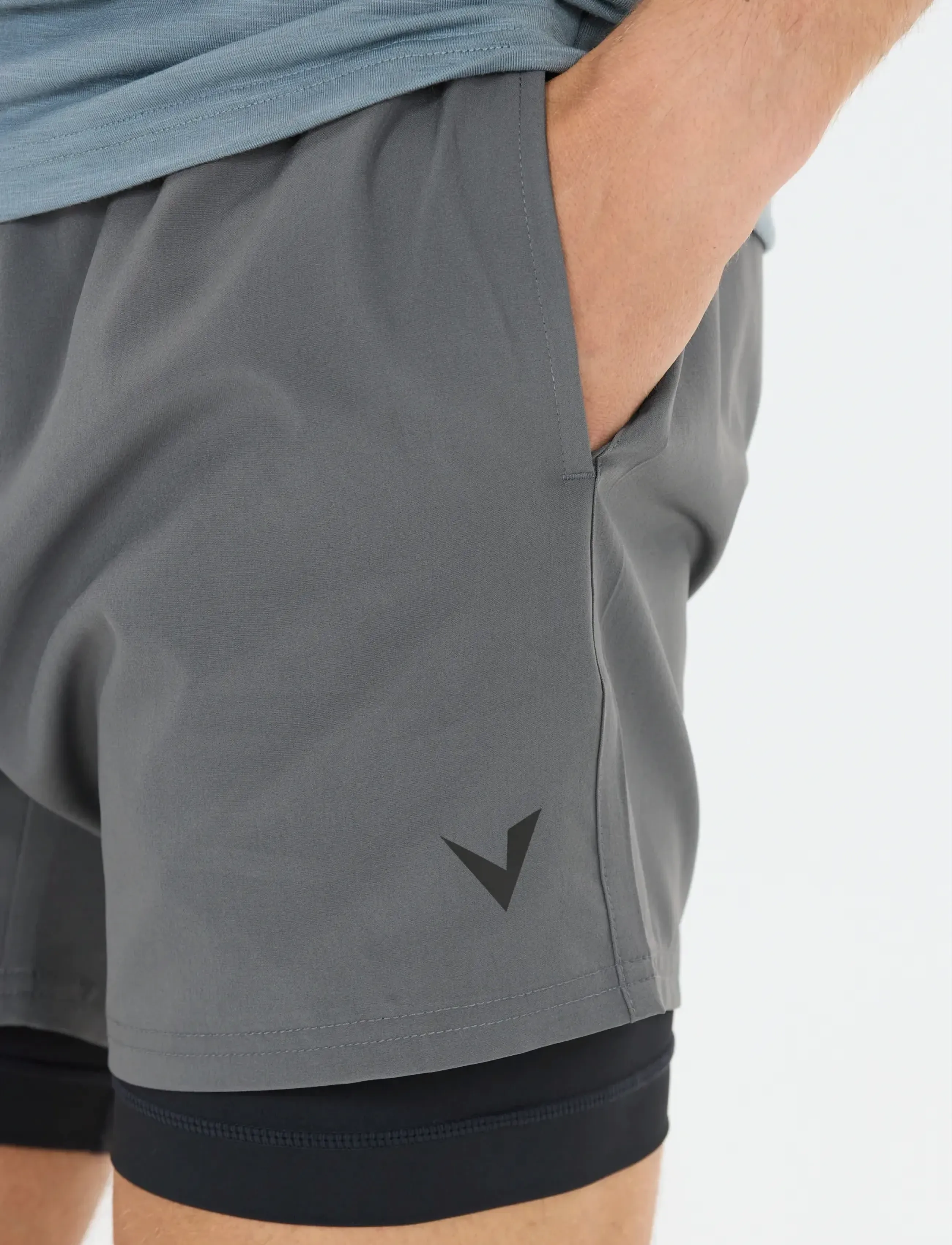 Virtus Zayne V2 M 2-In-1 Shorts, Mænd, 2-i-1 Shorts, Grå, Str: S