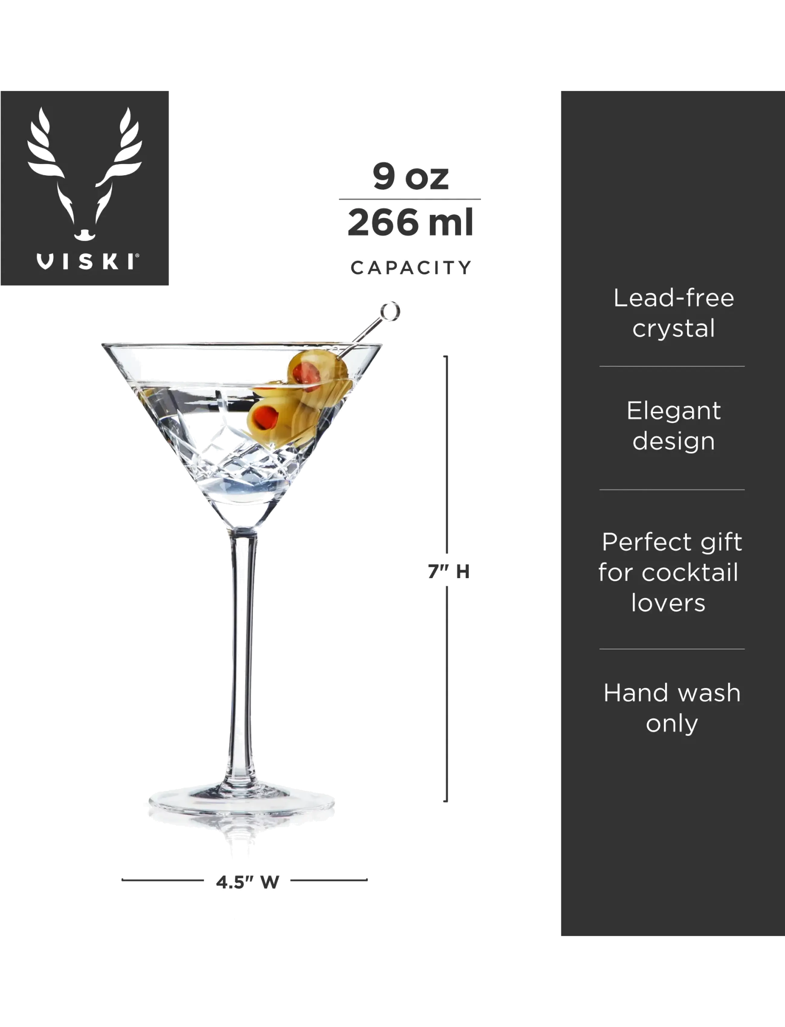 Viski - Admiral Crystal Martini Glasses Viski® - transparent - 3