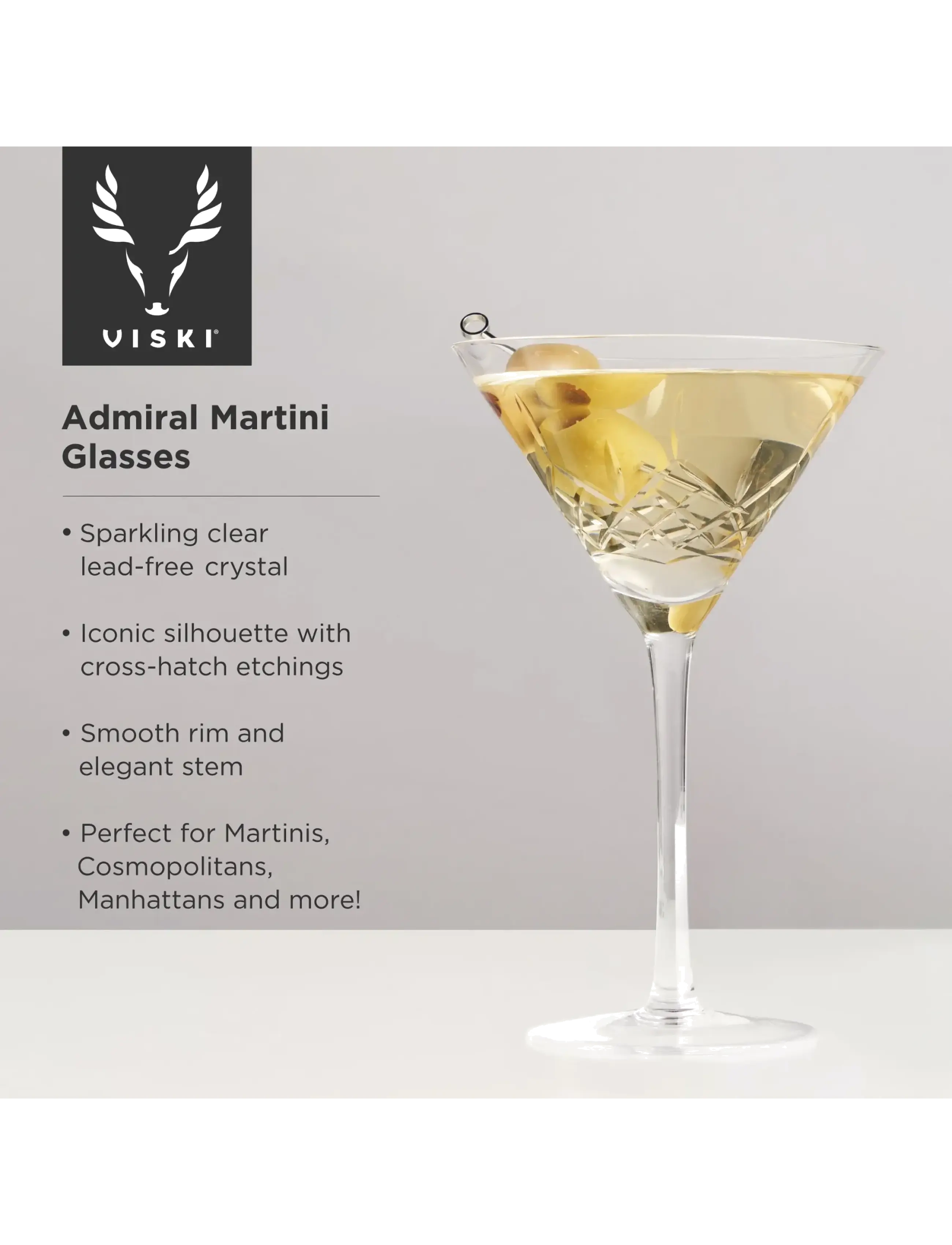 Viski - Admiral Crystal Martini Glasses Viski® - transparent - 4